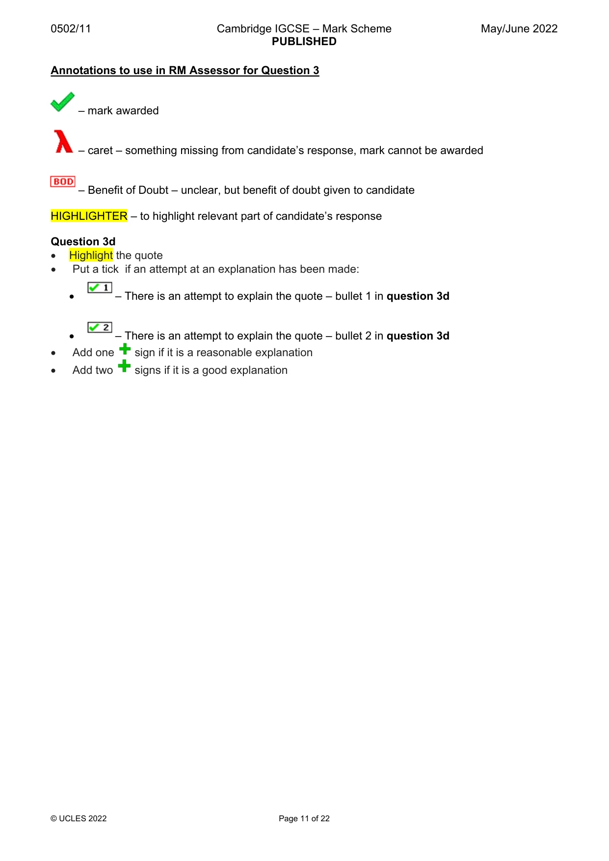 Mark scheme, page 11 of 22