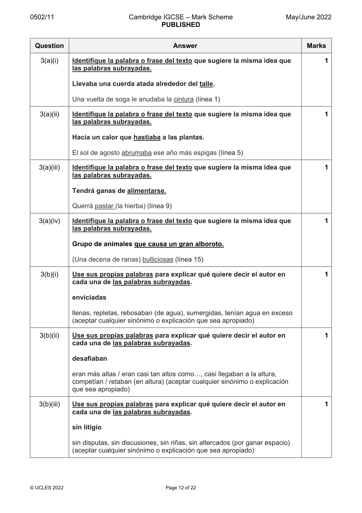 Mark scheme, page 12 of 22
