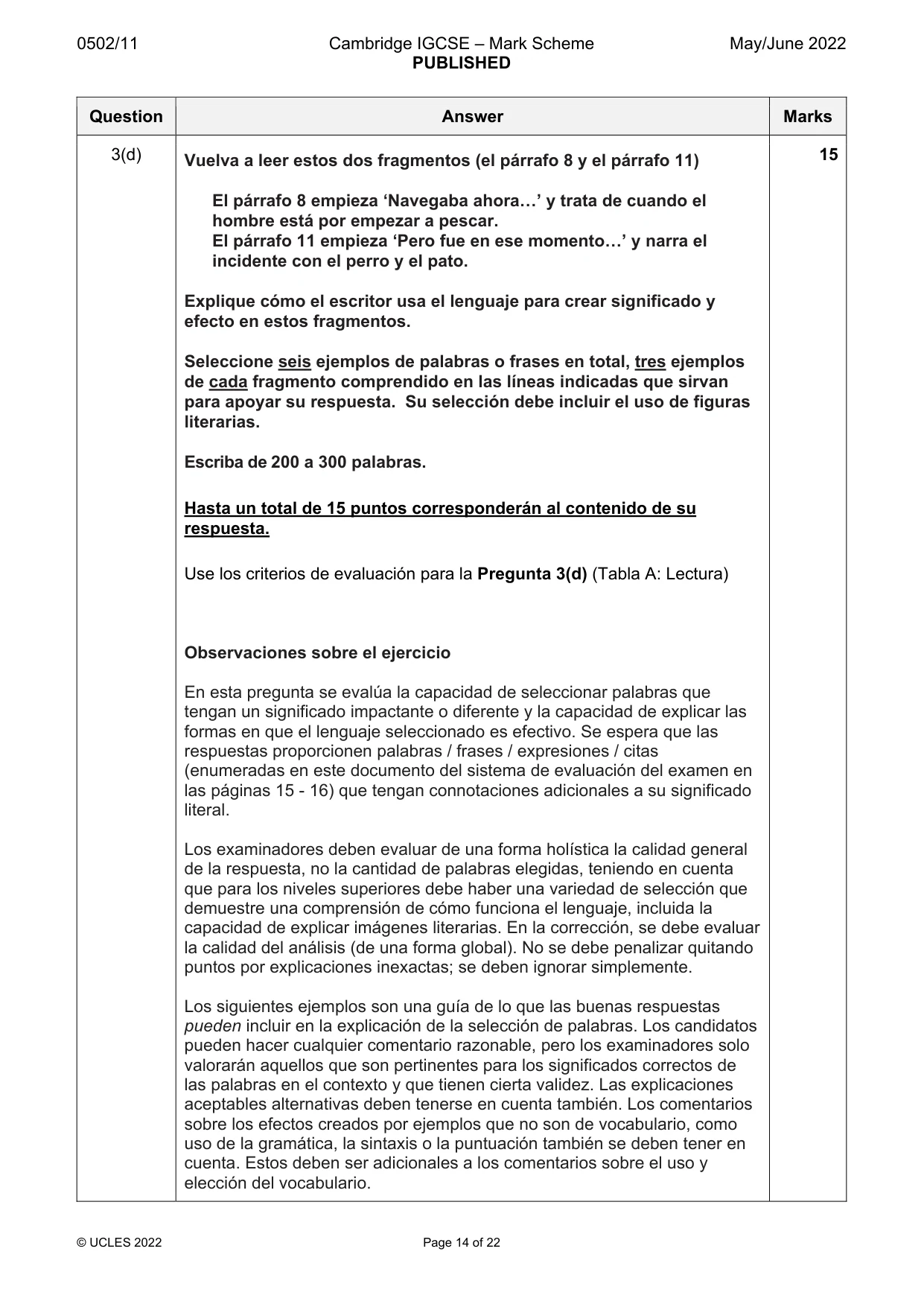 Mark scheme, page 14 of 22