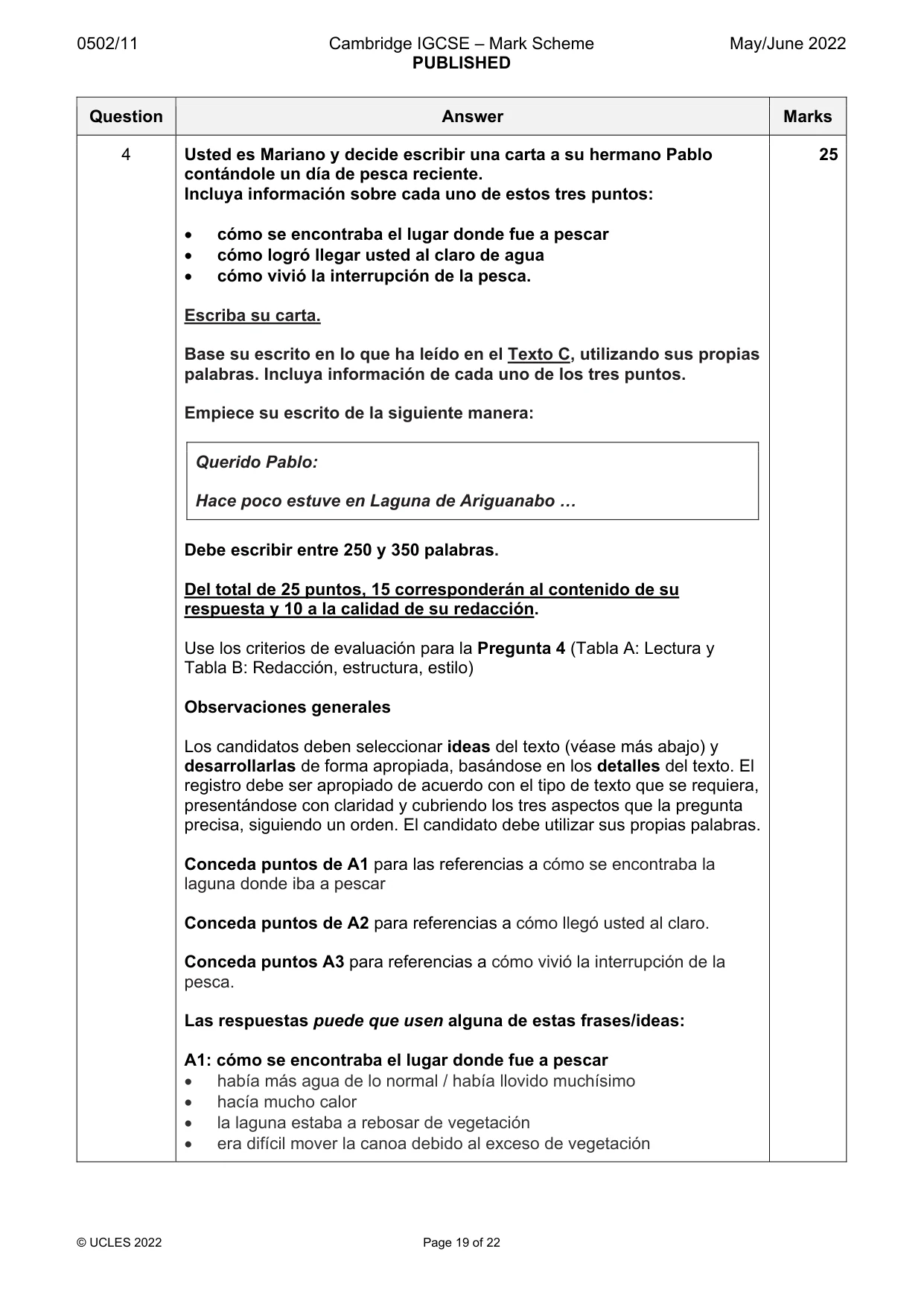 Mark scheme, page 19 of 22