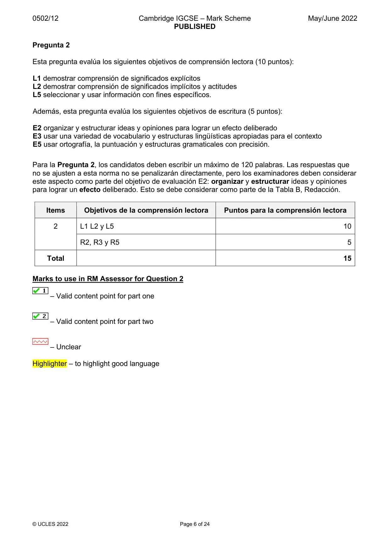 Mark scheme, page 6 of 24