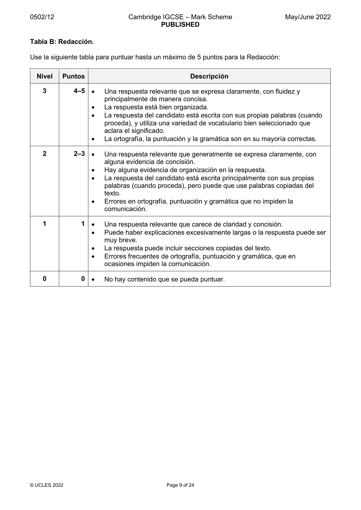 Mark scheme, page 9 of 24