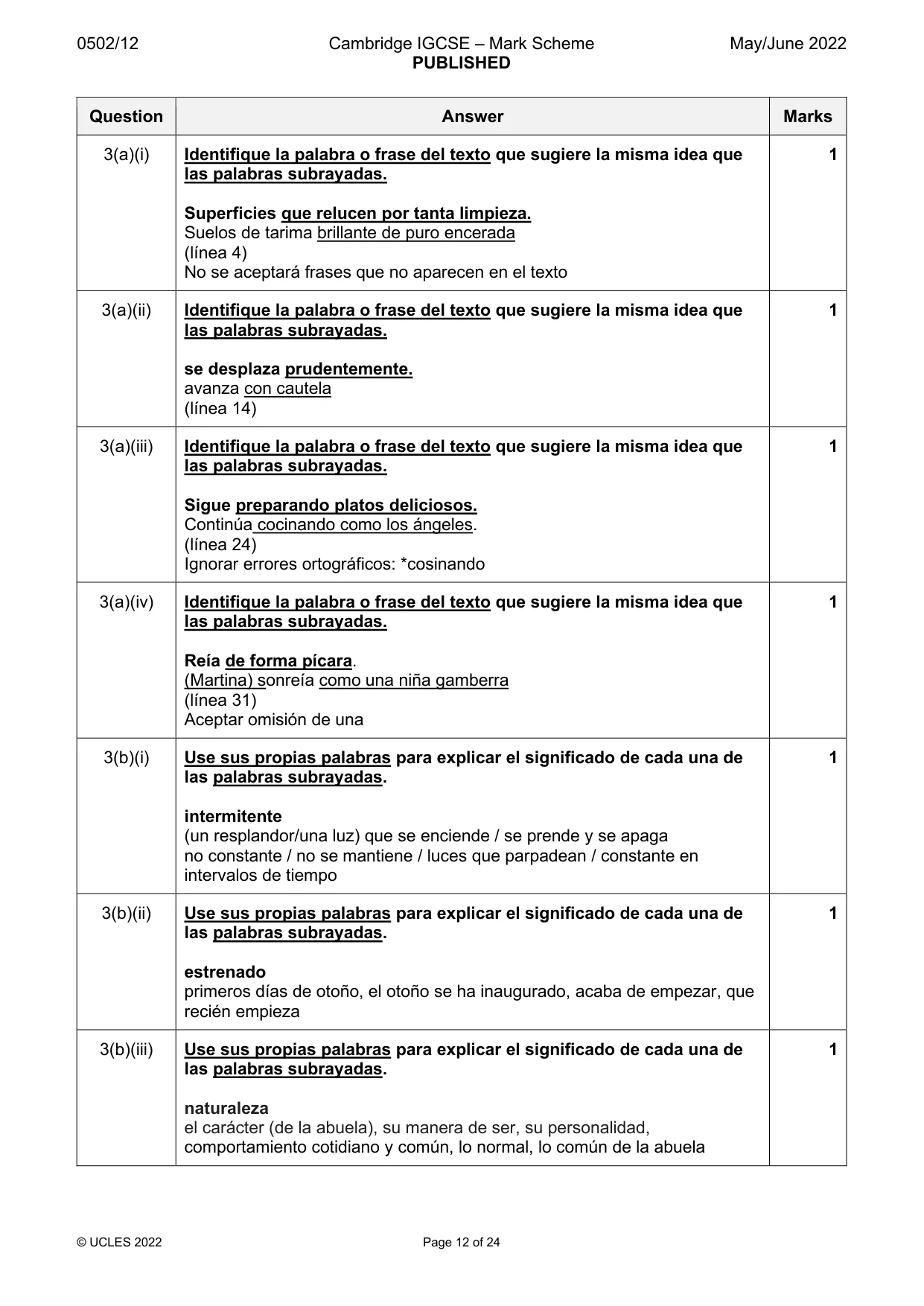 Mark scheme, page 12 of 24