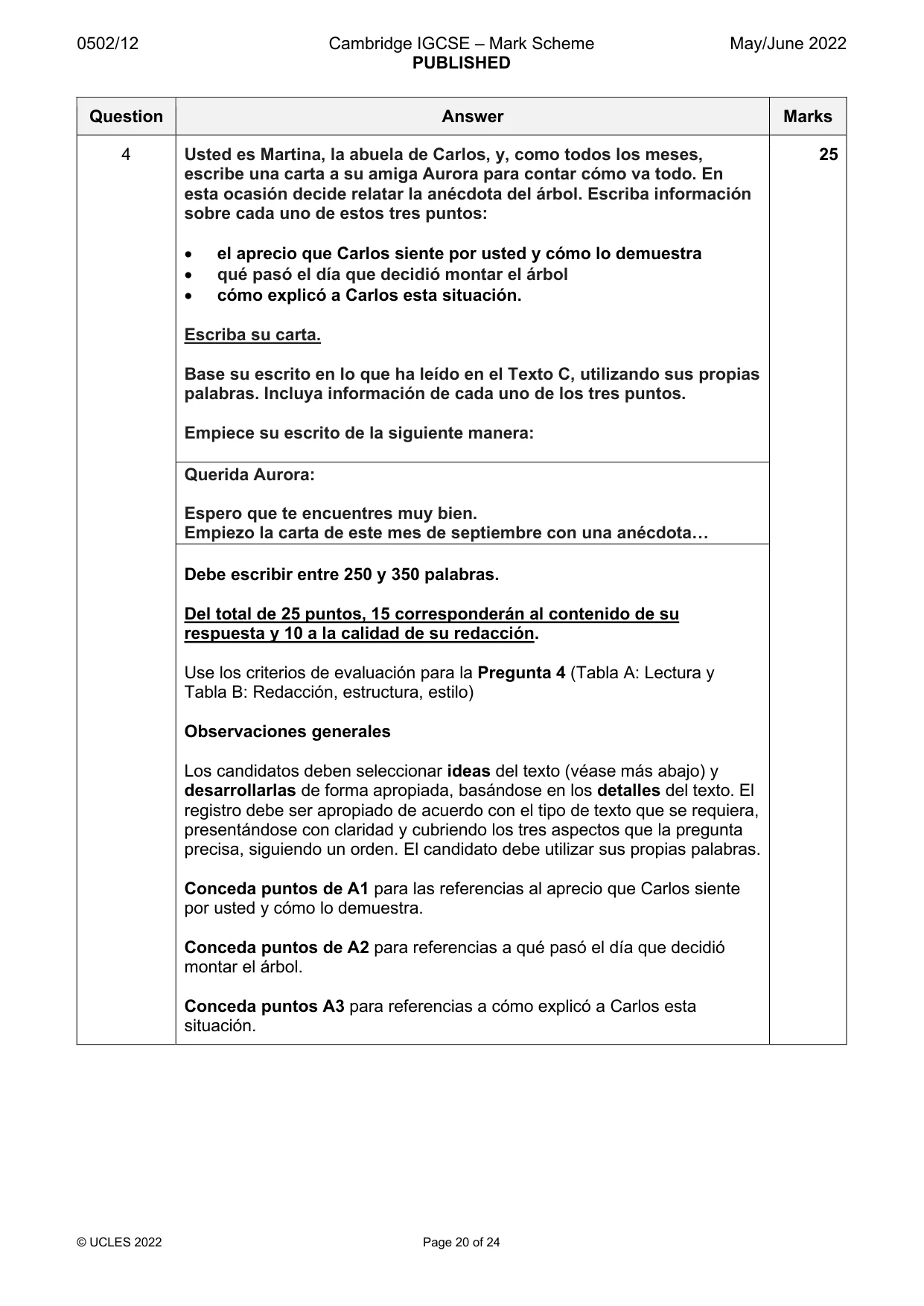 Mark scheme, page 20 of 24