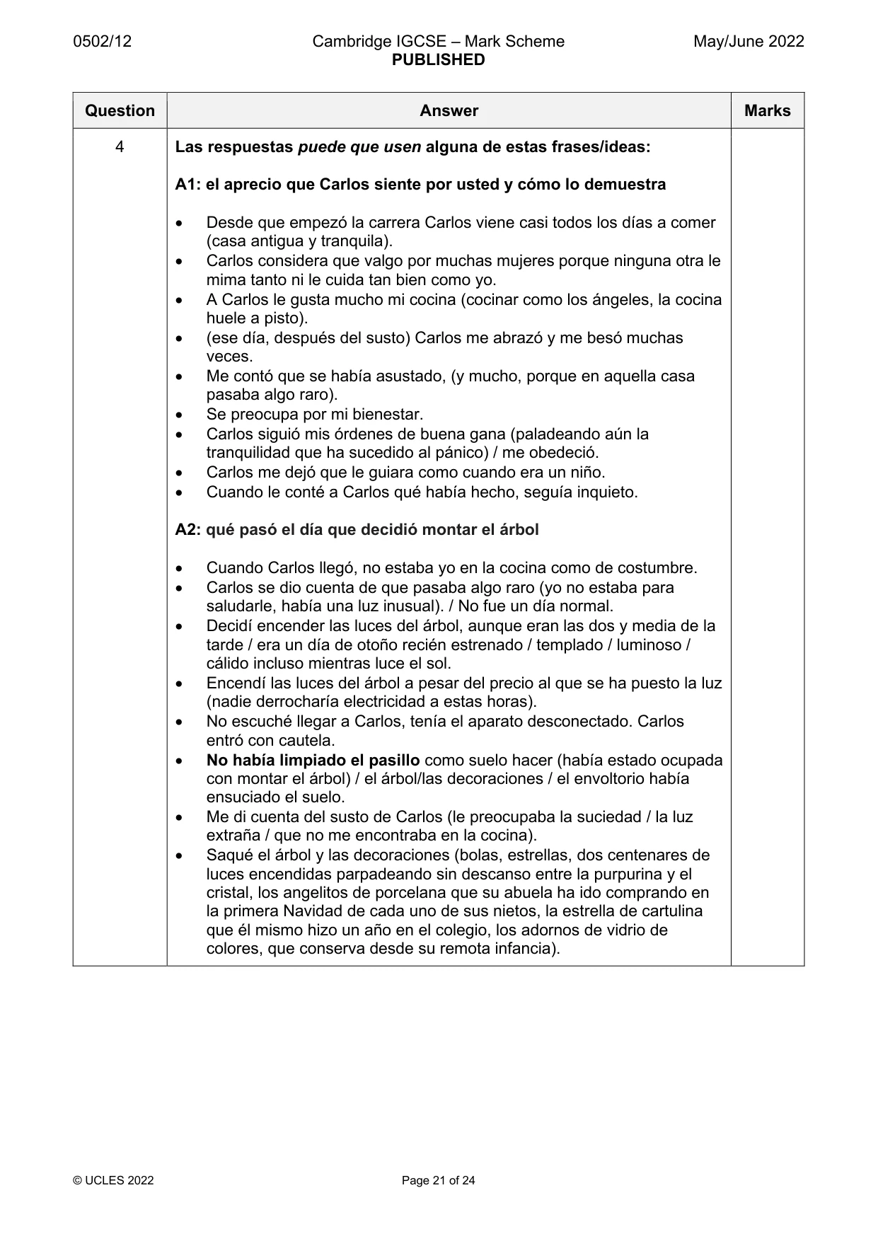 Mark scheme, page 21 of 24