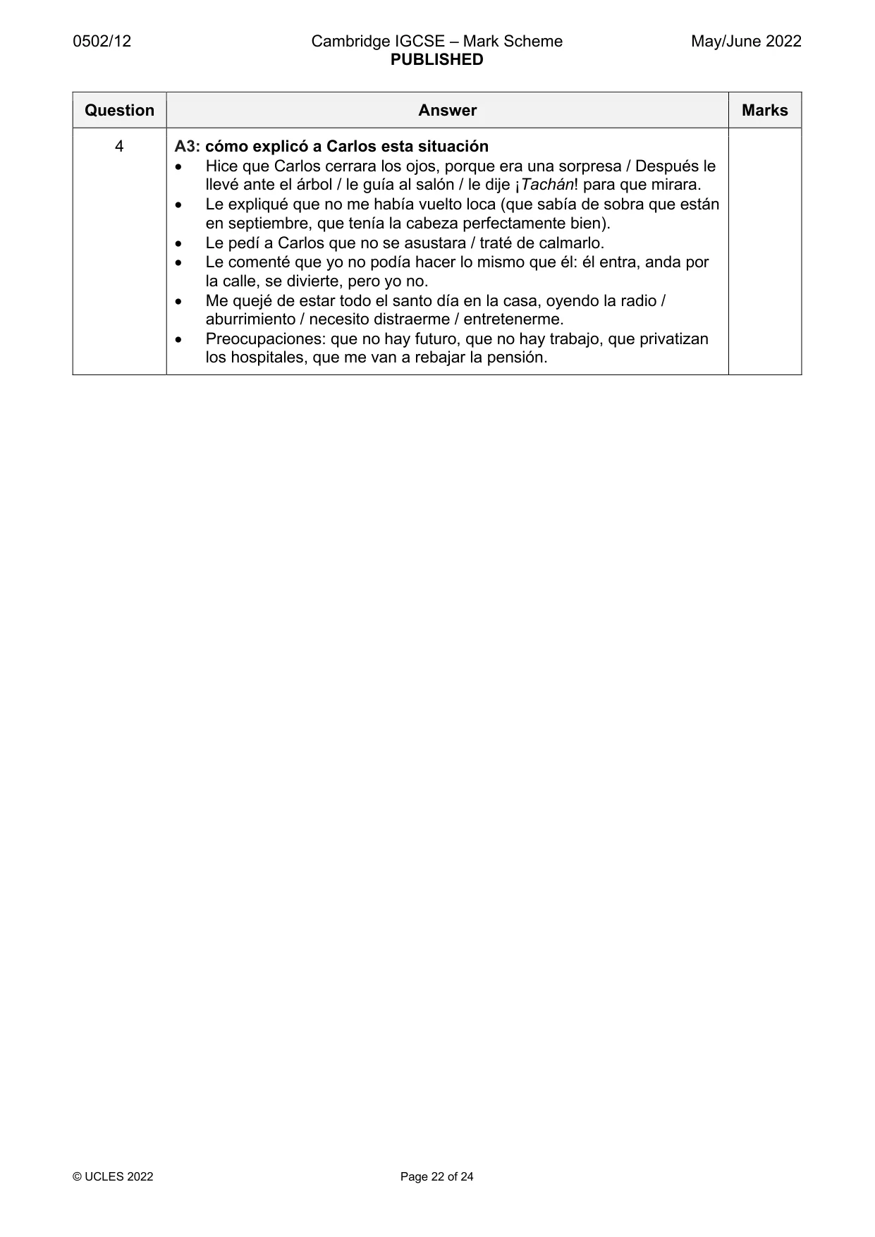 Mark scheme, page 22 of 24