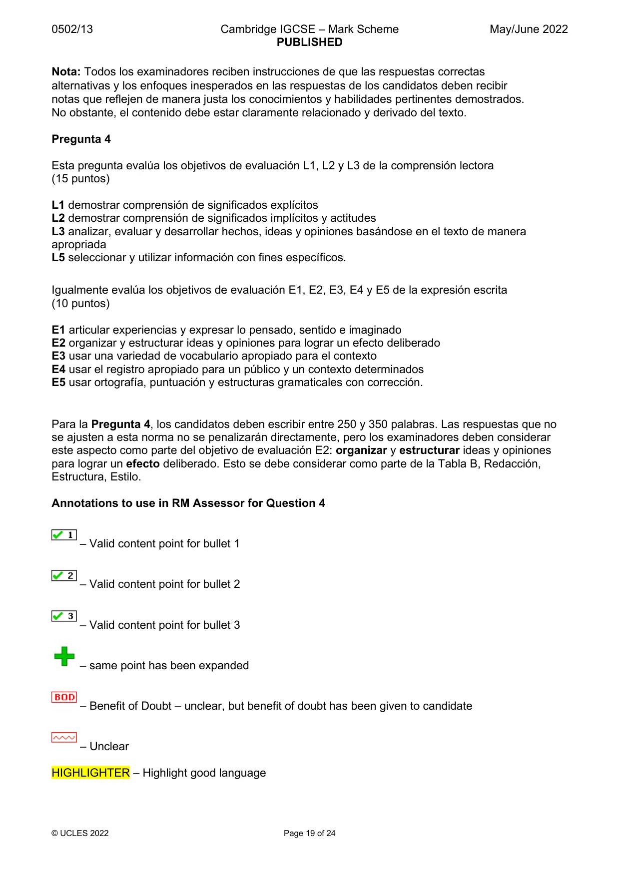 Mark scheme, page 19 of 24