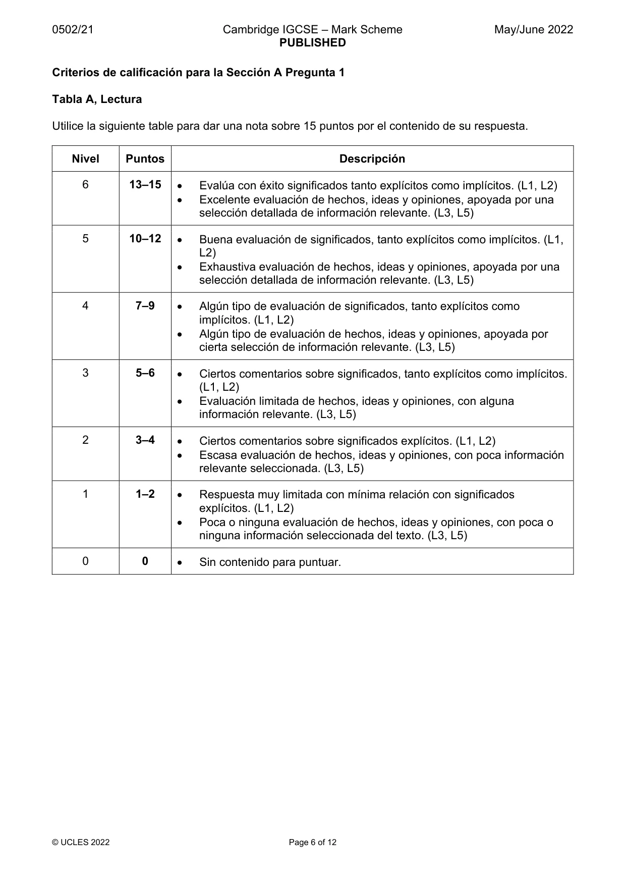 Mark scheme, page 6 of 12