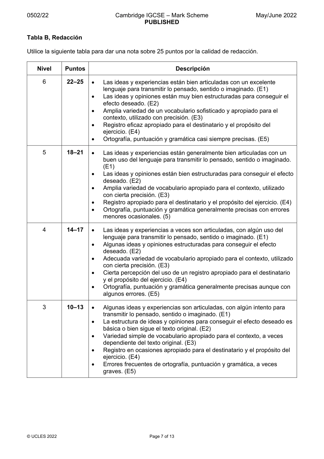 Mark scheme, page 7 of 13