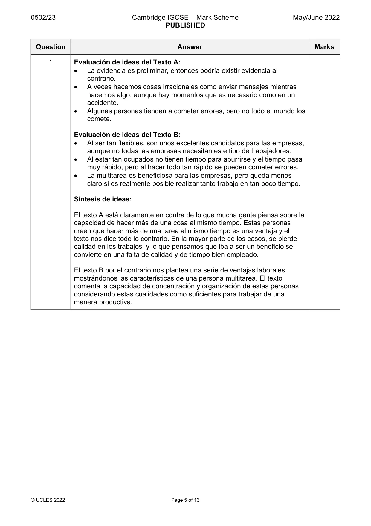 Mark scheme, page 5 of 13
