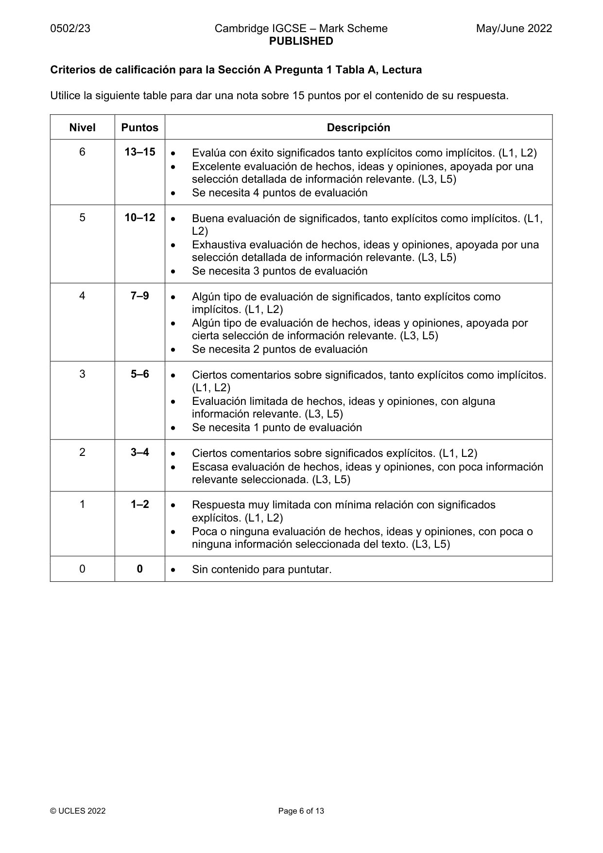 Mark scheme, page 6 of 13
