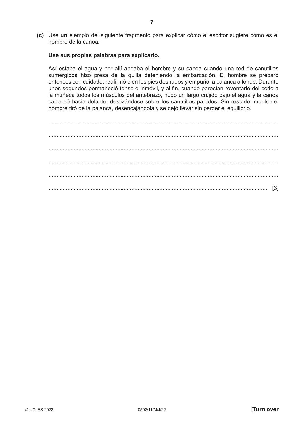 Cambridge IGCSE Spanish - First Language 0502 2022 May/June Paper 1 · Variant 1 question paper, page 7 of 16