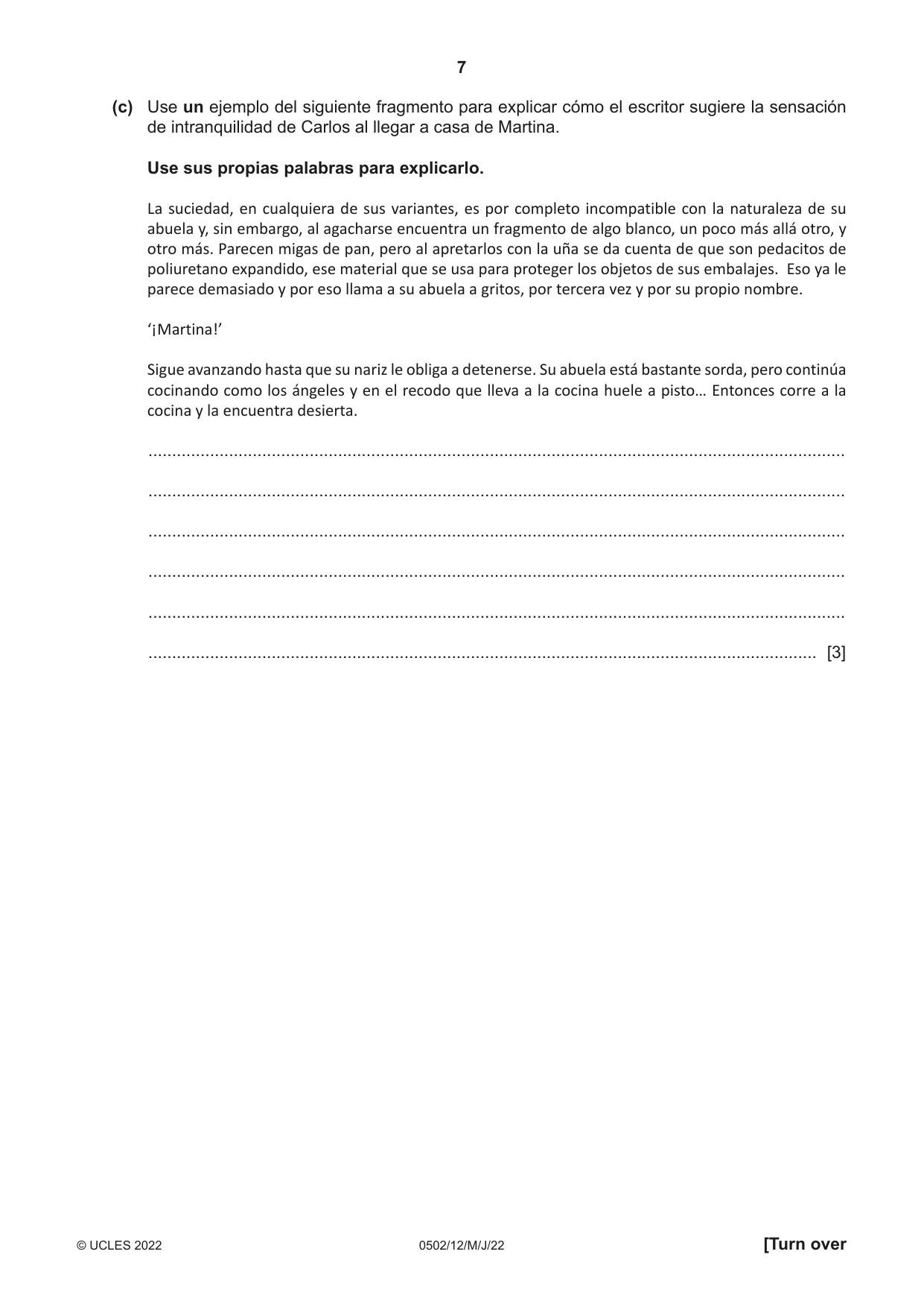 Cambridge IGCSE Spanish - First Language 0502 2022 May/June Paper 1 · Variant 2 question paper, page 7 of 16