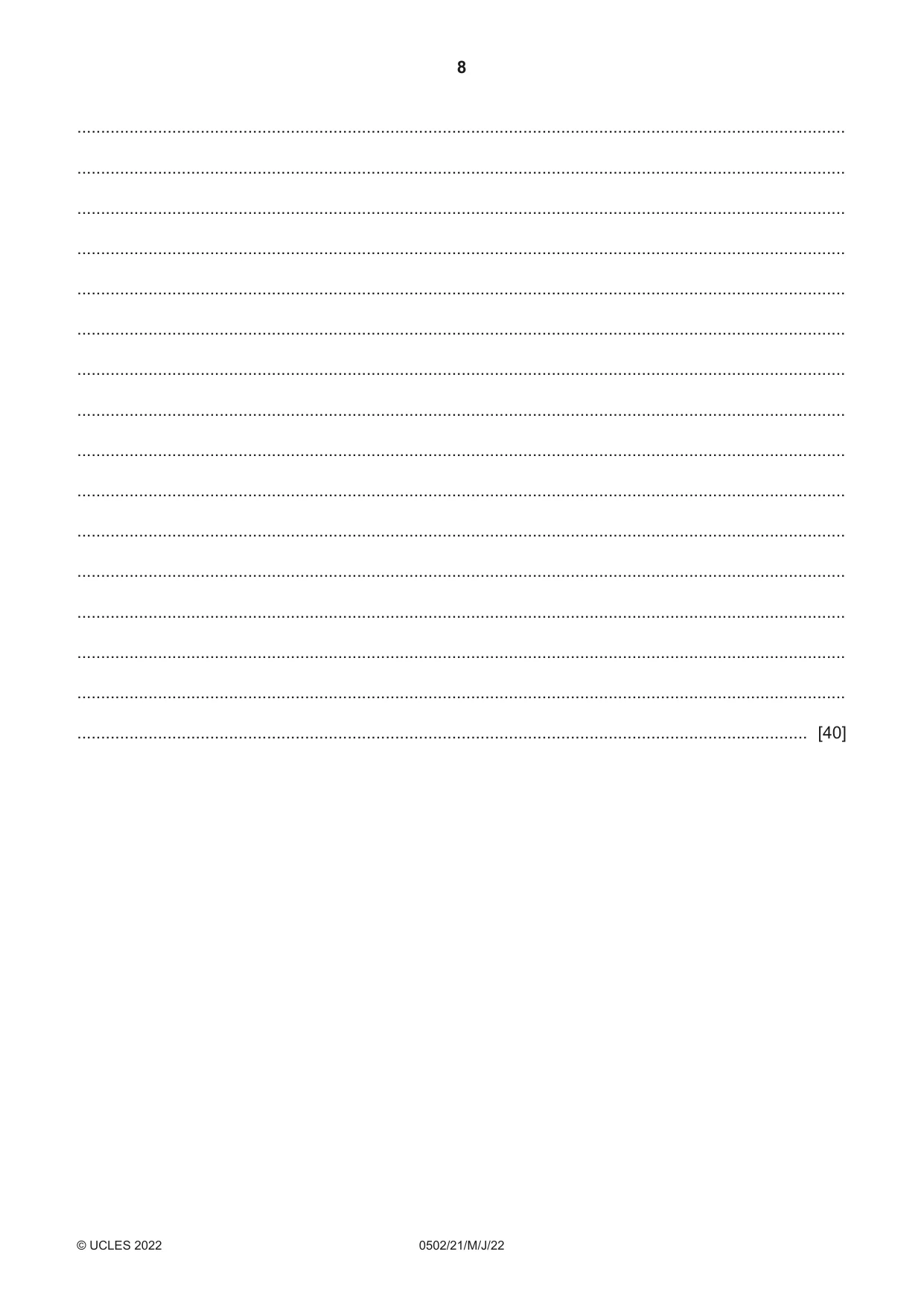 Cambridge IGCSE Spanish - First Language 0502 2022 May/June Paper 2 · Variant 1 question paper, page 8 of 12