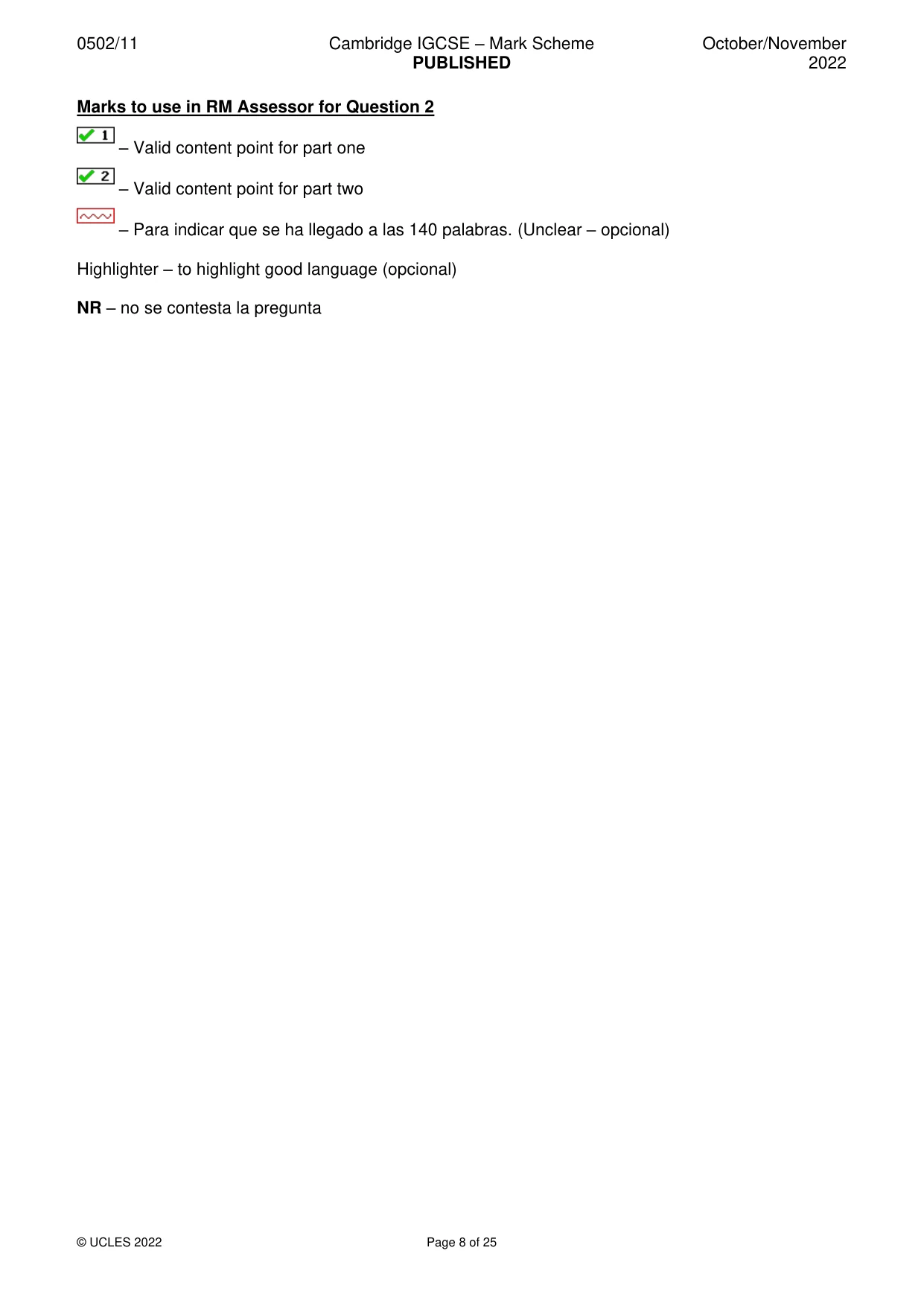 Mark scheme, page 8 of 25