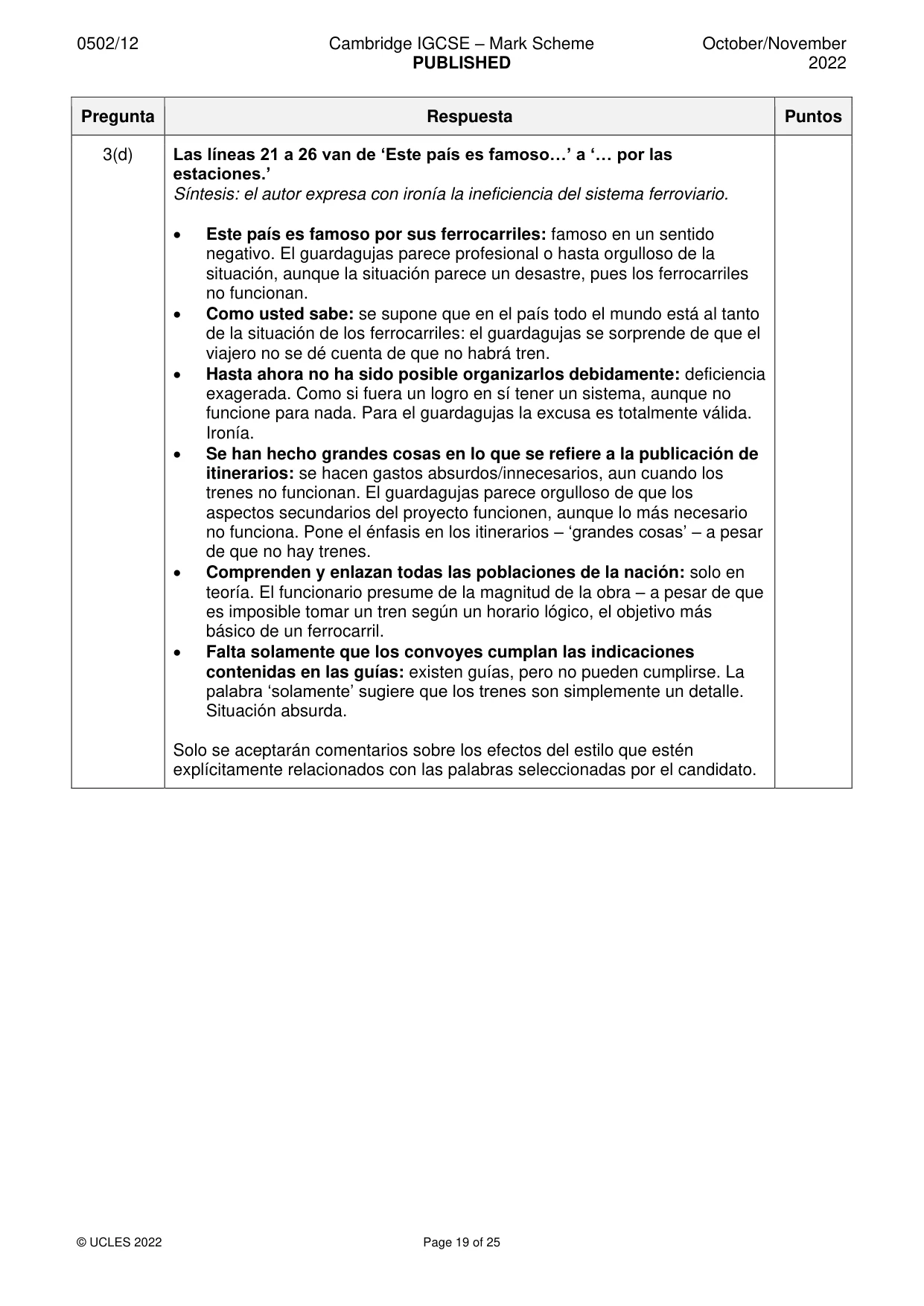 Mark scheme, page 19 of 25
