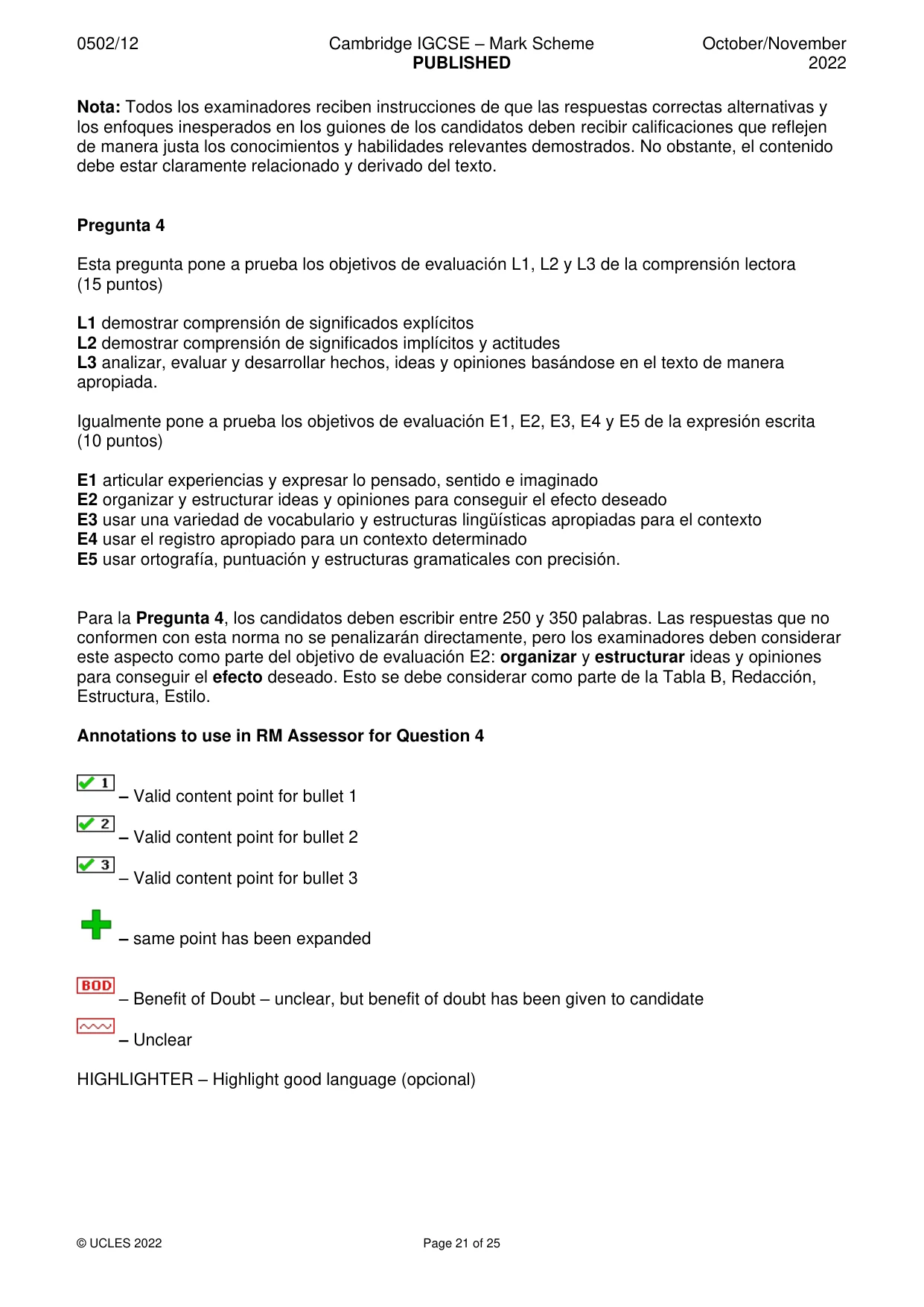 Mark scheme, page 21 of 25
