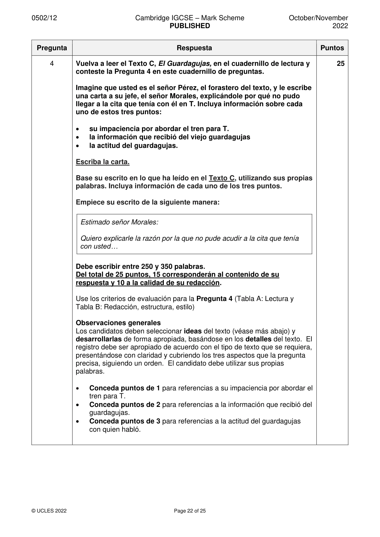 Mark scheme, page 22 of 25