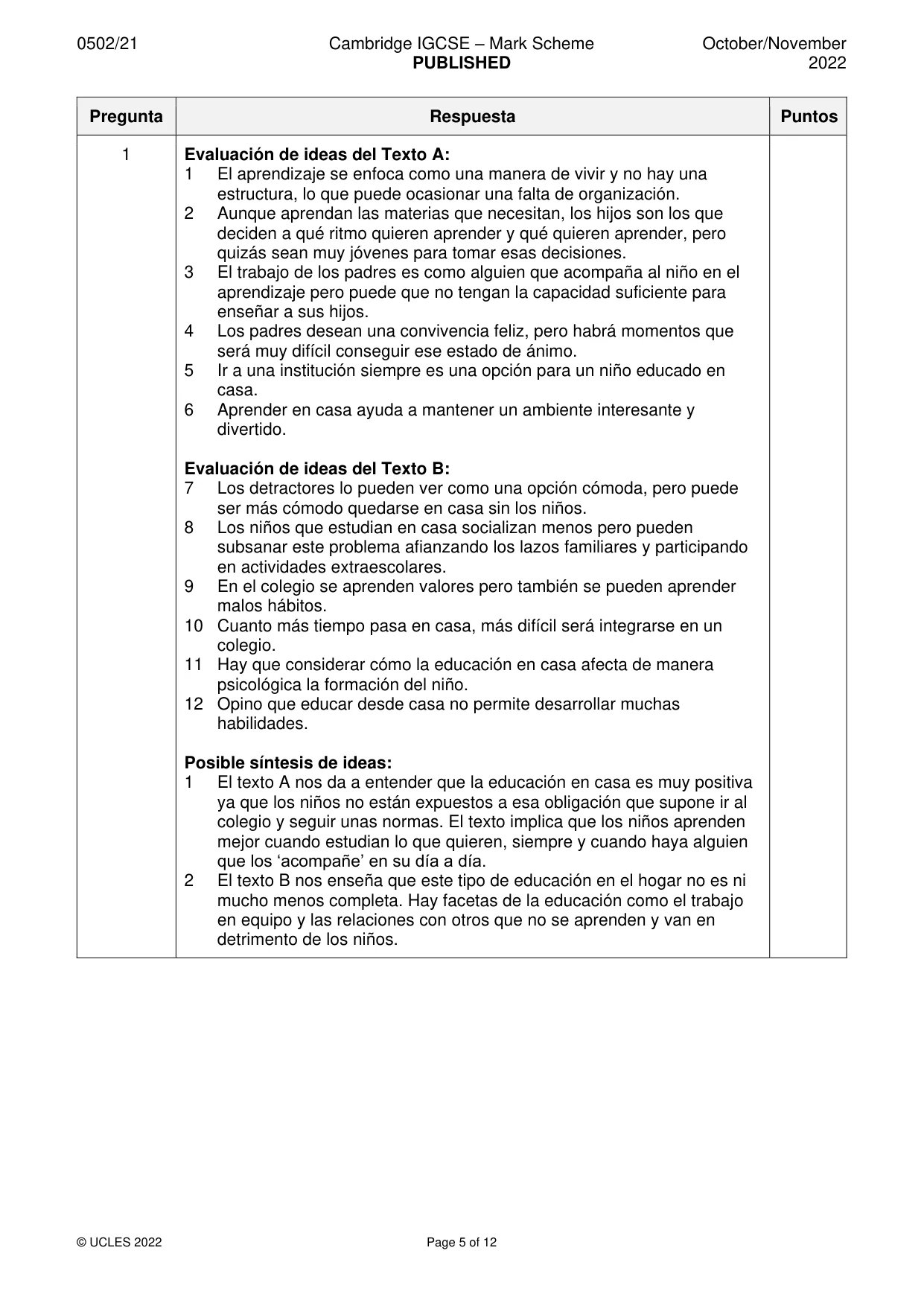 Mark scheme, page 5 of 12