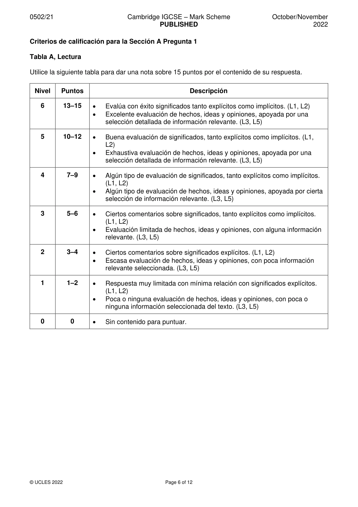 Mark scheme, page 6 of 12