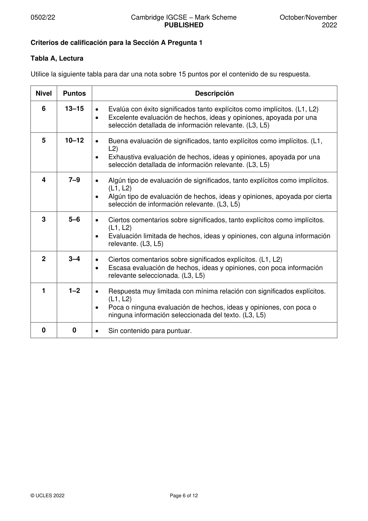 Mark scheme, page 6 of 12