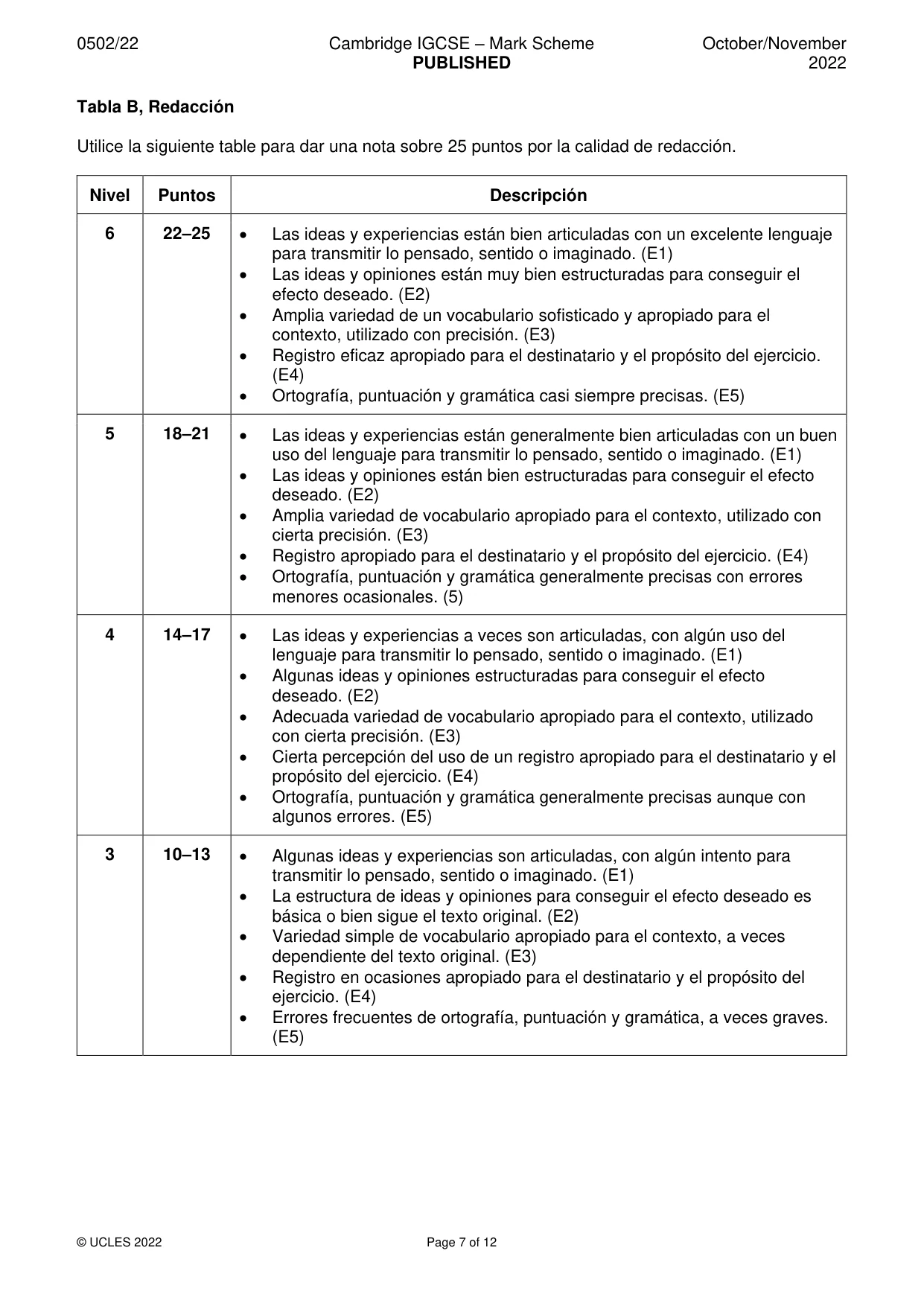 Mark scheme, page 7 of 12