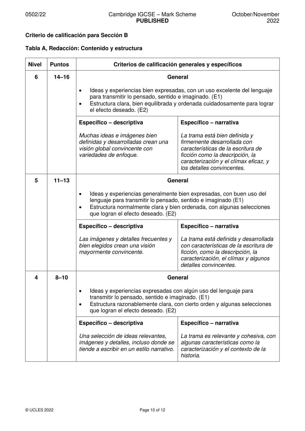 Mark scheme, page 10 of 12