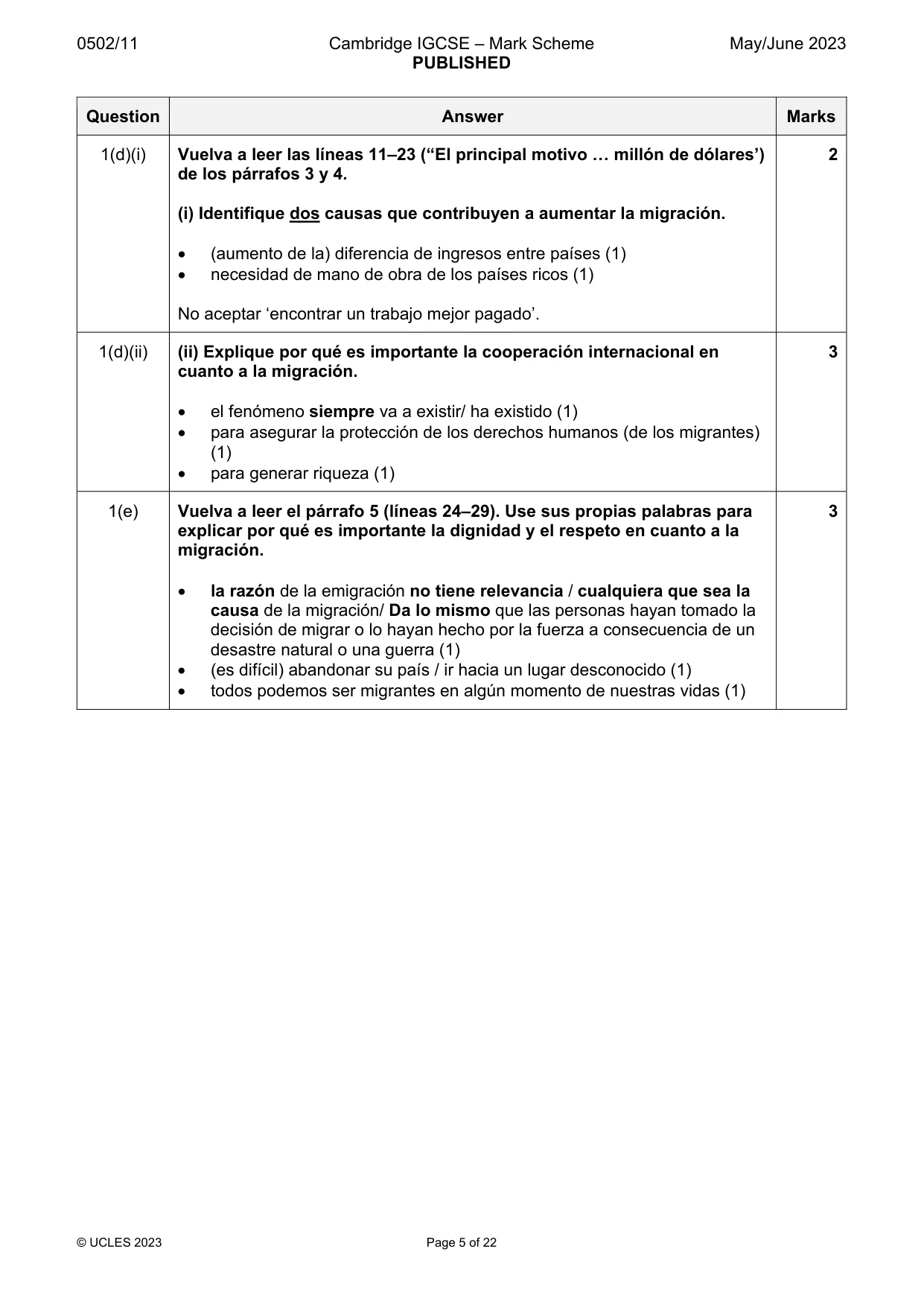Mark scheme, page 5 of 22