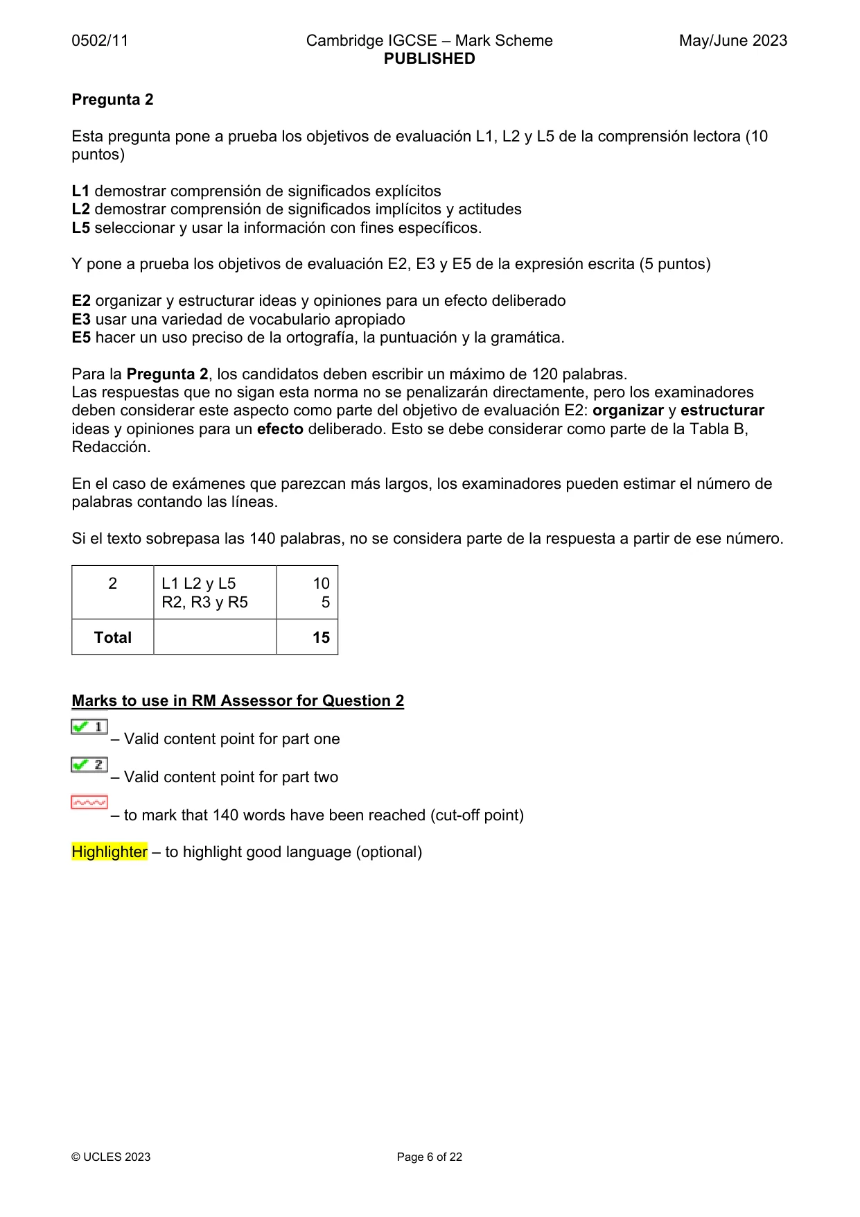 Mark scheme, page 6 of 22