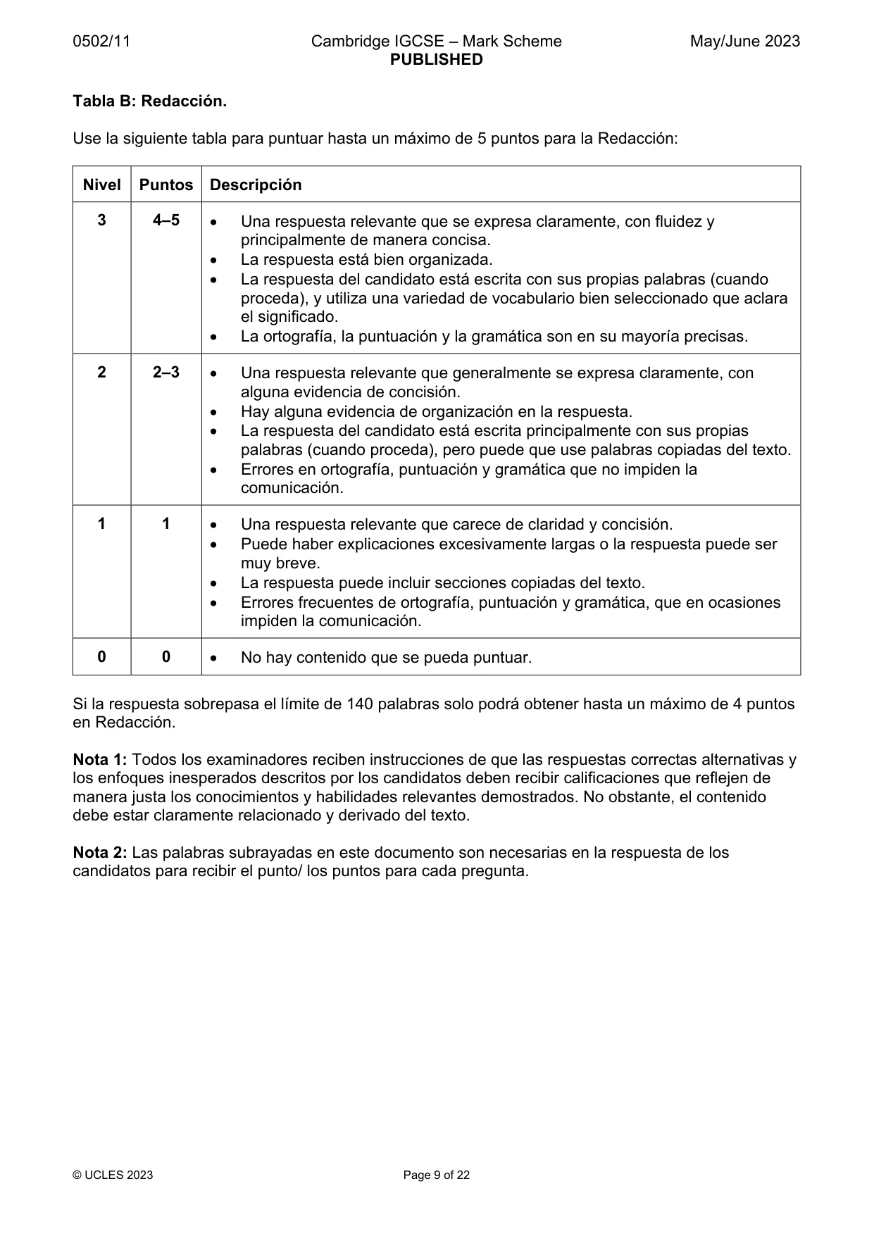 Mark scheme, page 9 of 22