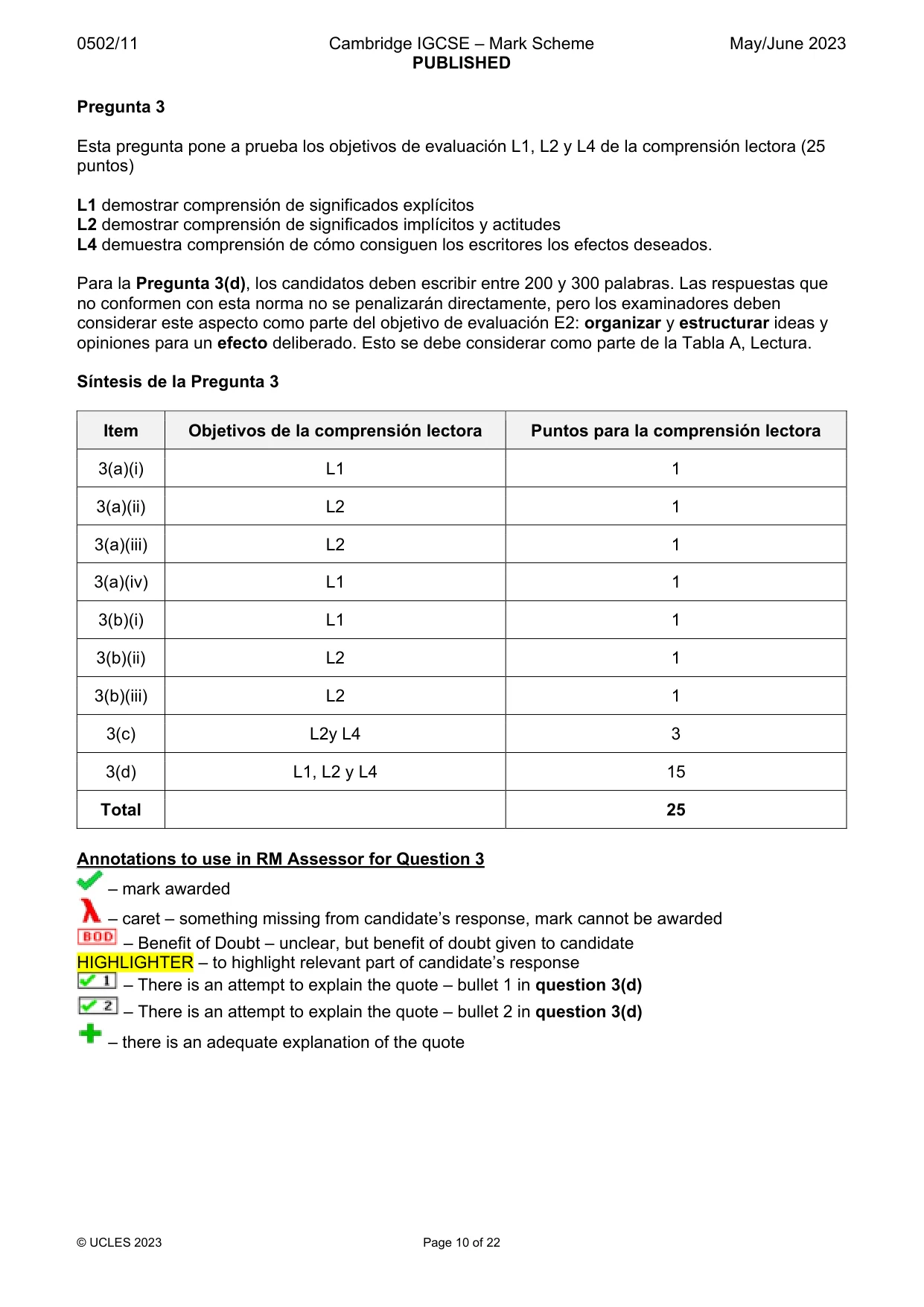 Mark scheme, page 10 of 22