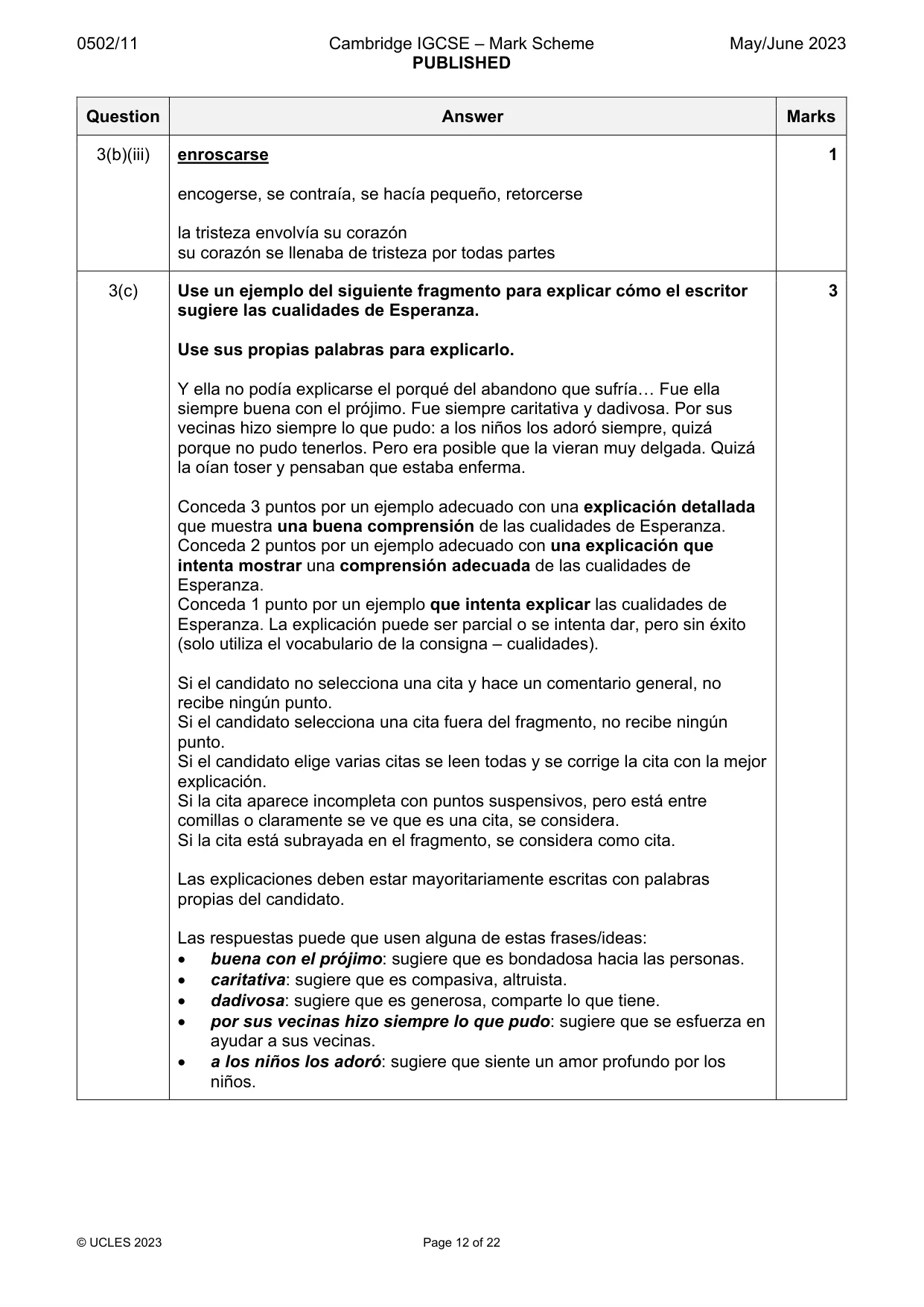 Mark scheme, page 12 of 22