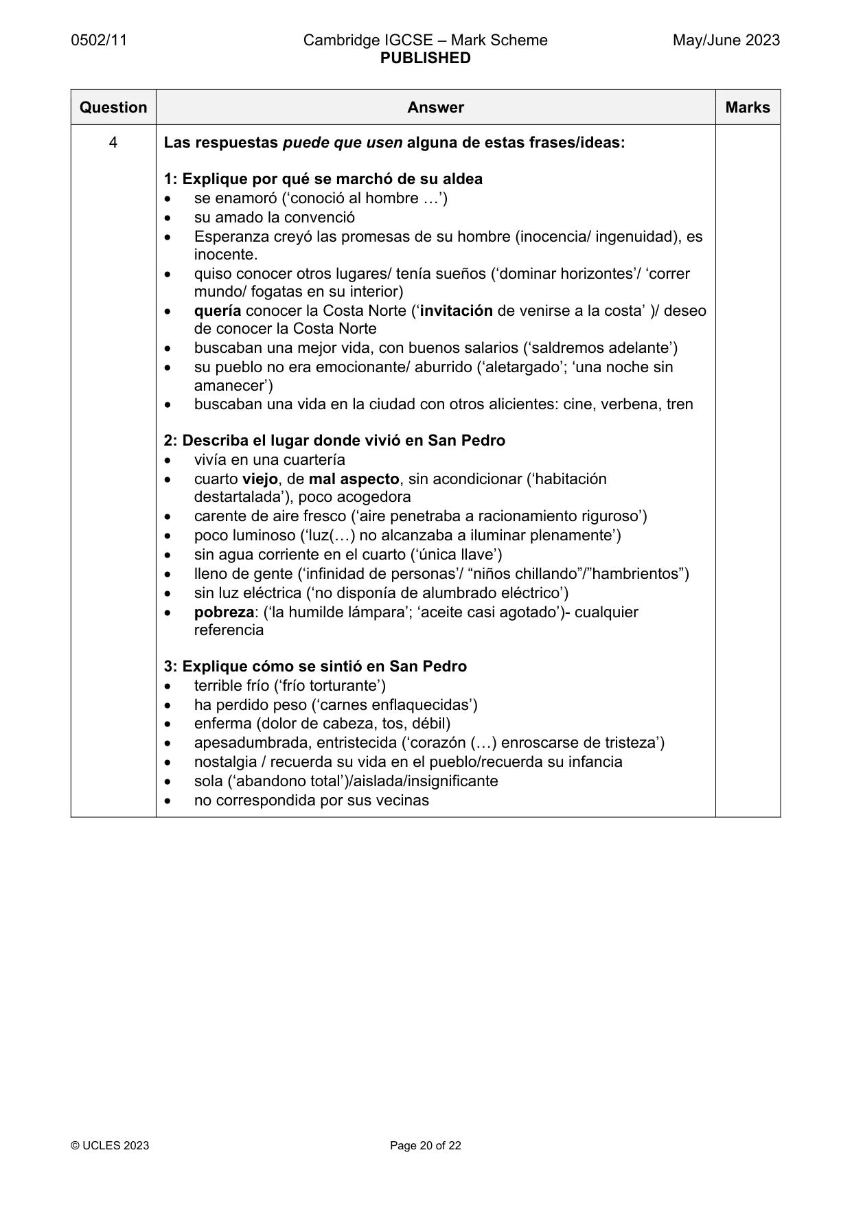 Mark scheme, page 20 of 22