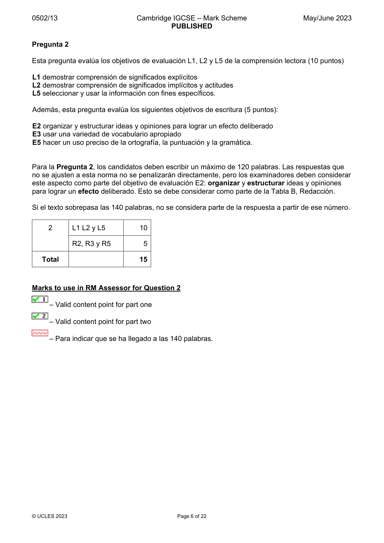 Mark scheme, page 6 of 22