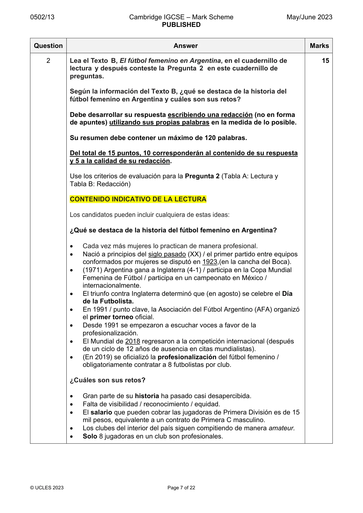 Mark scheme, page 7 of 22
