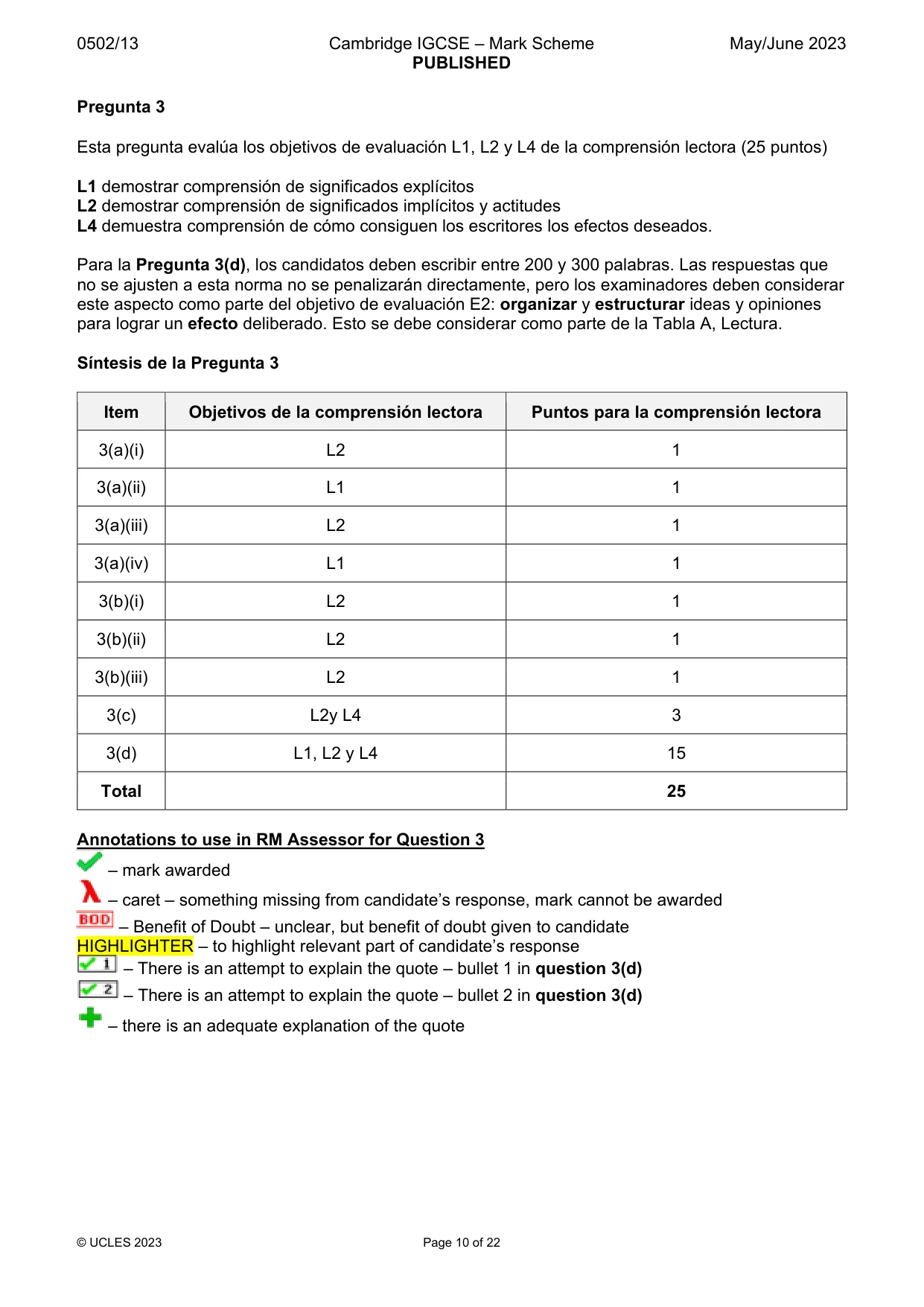 Mark scheme, page 10 of 22