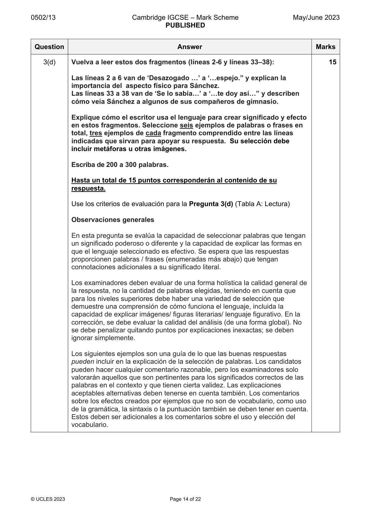 Mark scheme, page 14 of 22