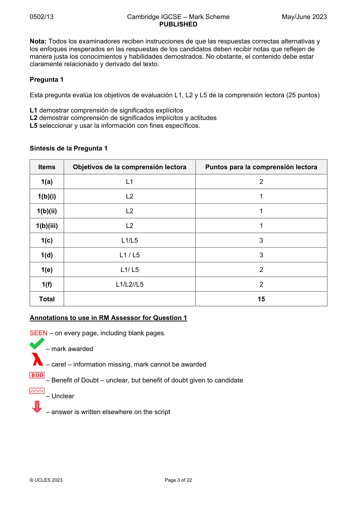 Mark scheme, page 3 of 22