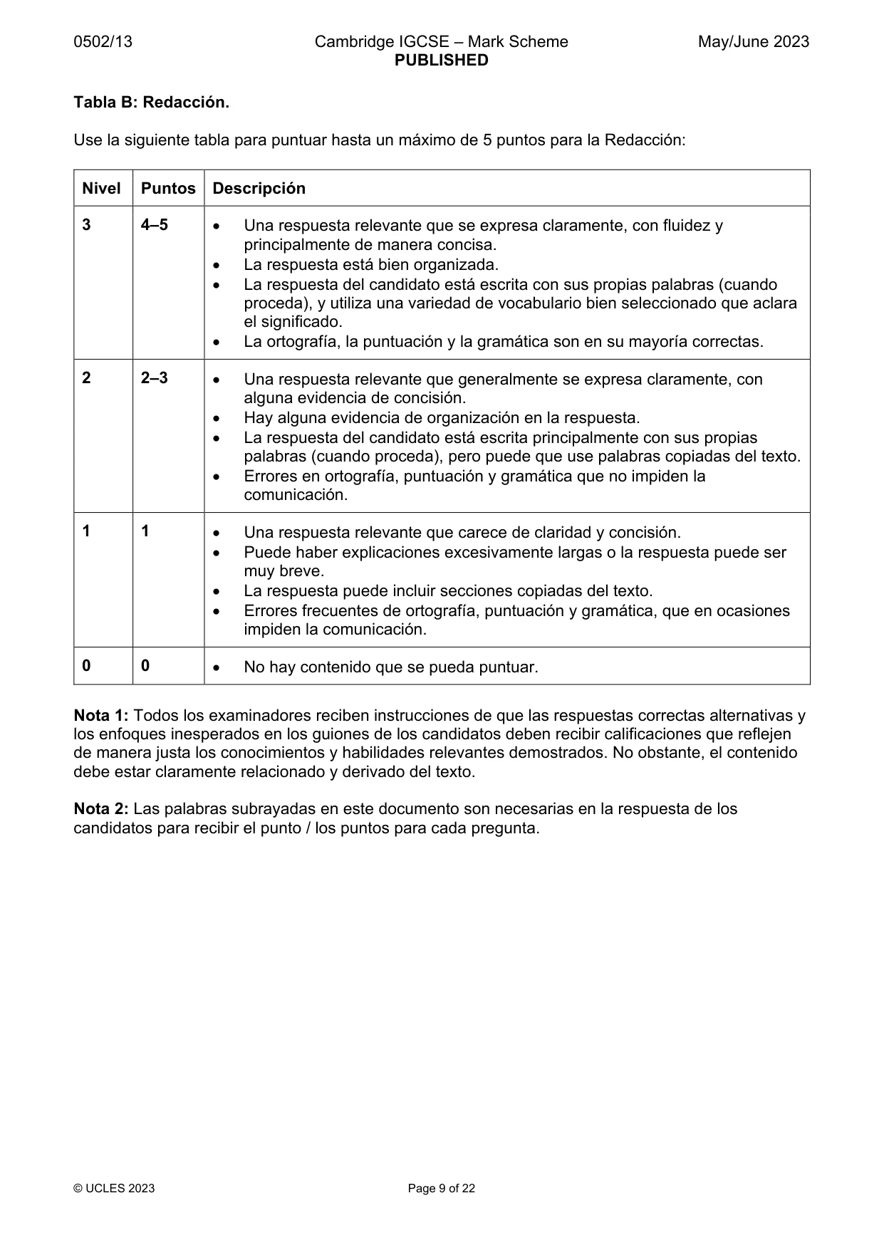 Mark scheme, page 9 of 22