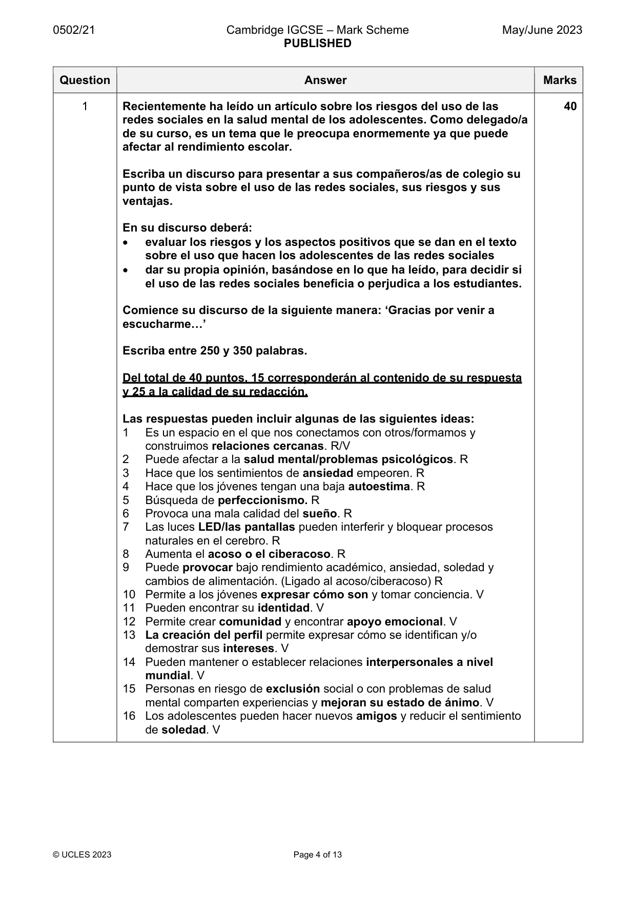 Mark scheme, page 4 of 13