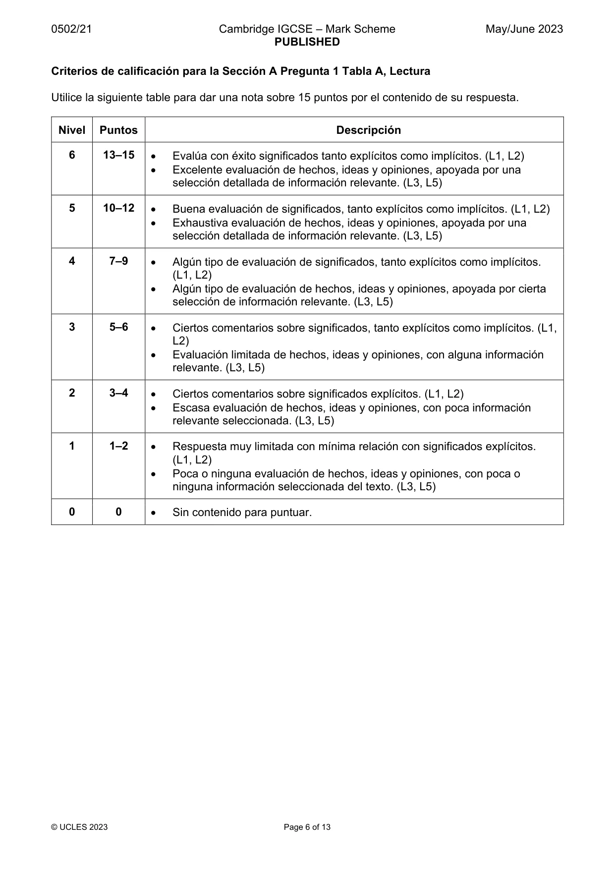 Mark scheme, page 6 of 13