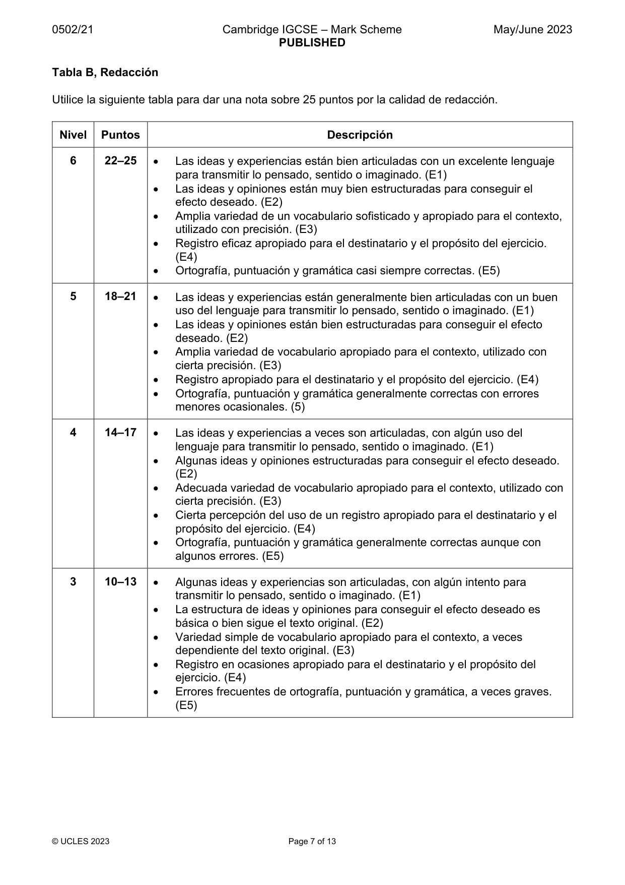 Mark scheme, page 7 of 13