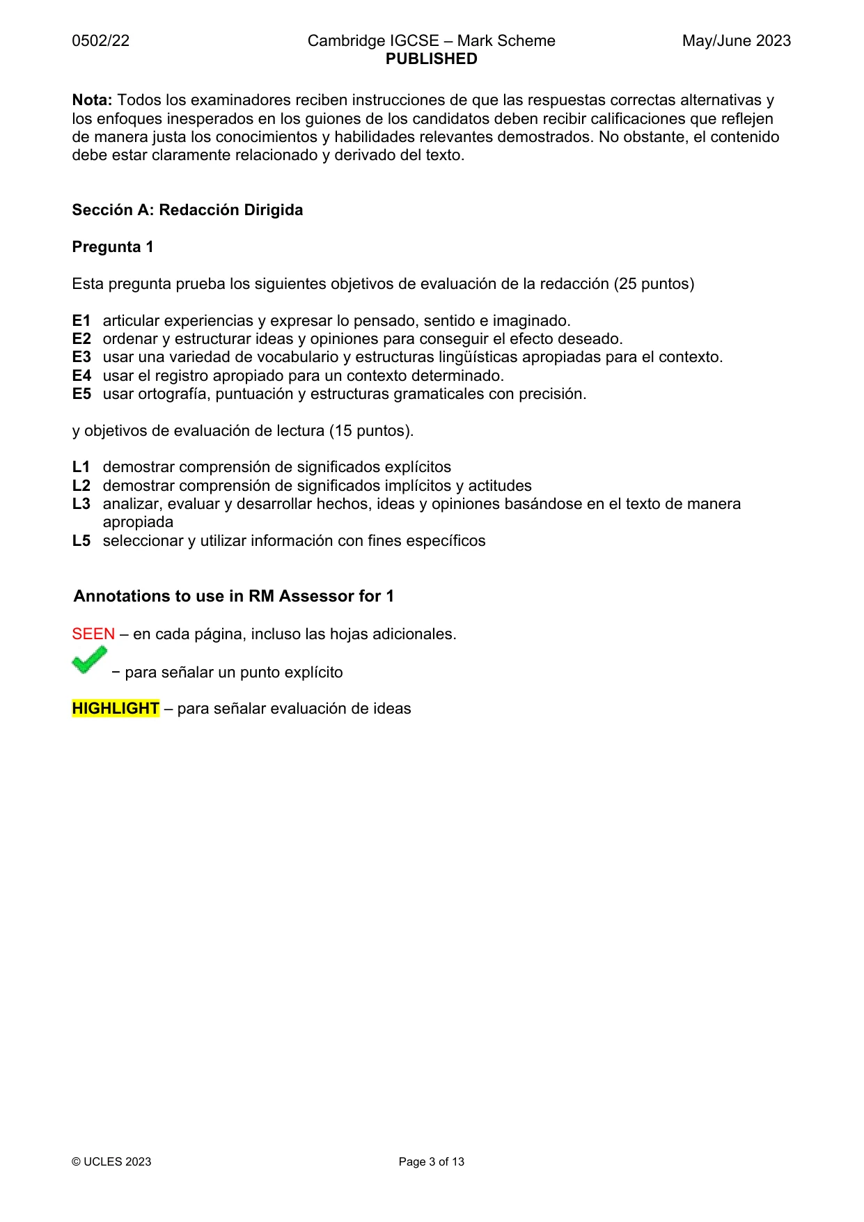 Mark scheme, page 3 of 13