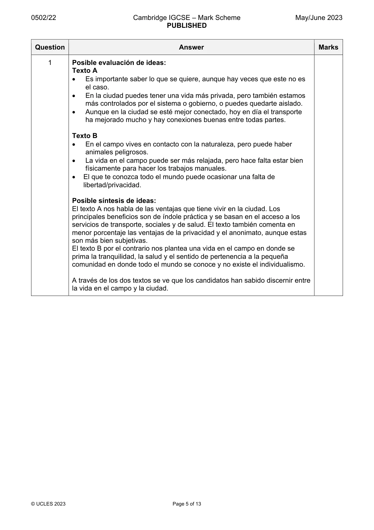 Mark scheme, page 5 of 13