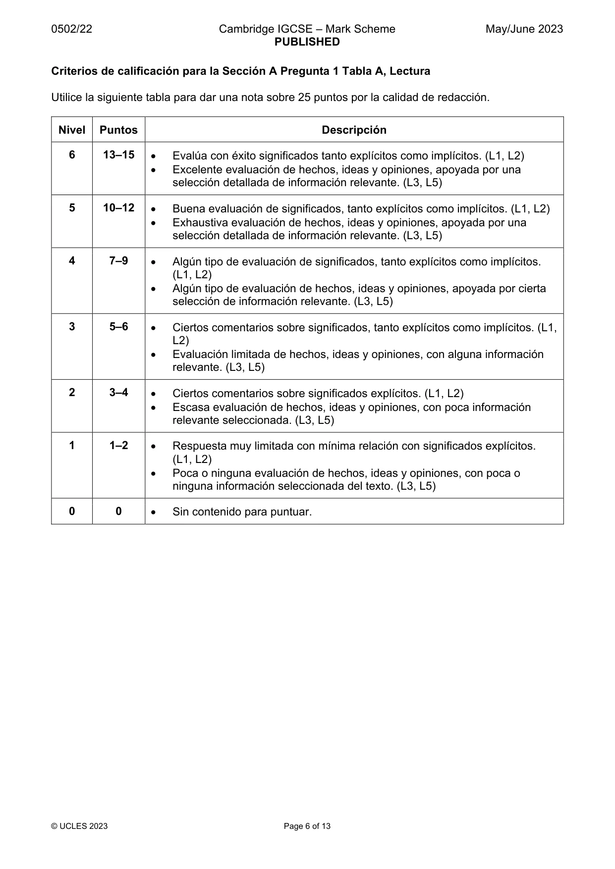 Mark scheme, page 6 of 13