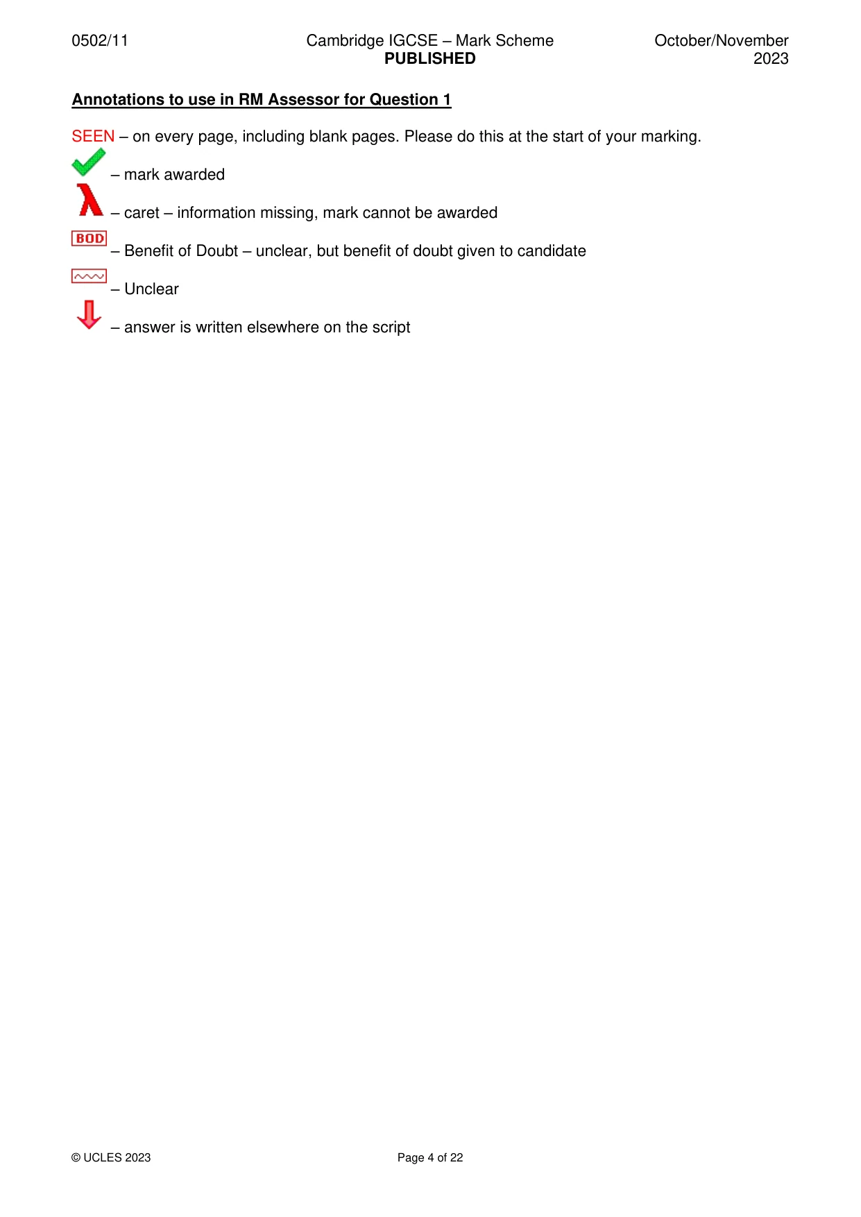 Mark scheme, page 4 of 22