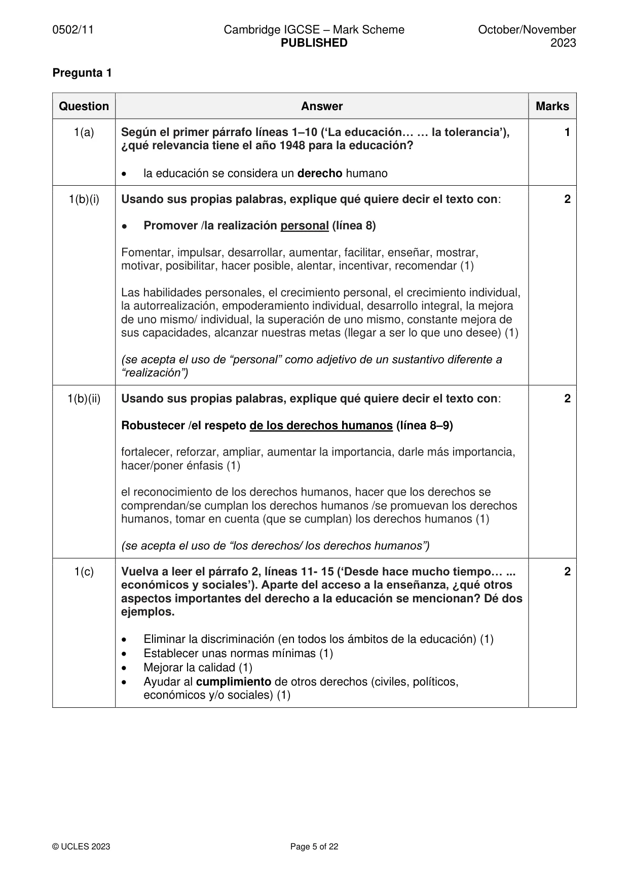 Mark scheme, page 5 of 22