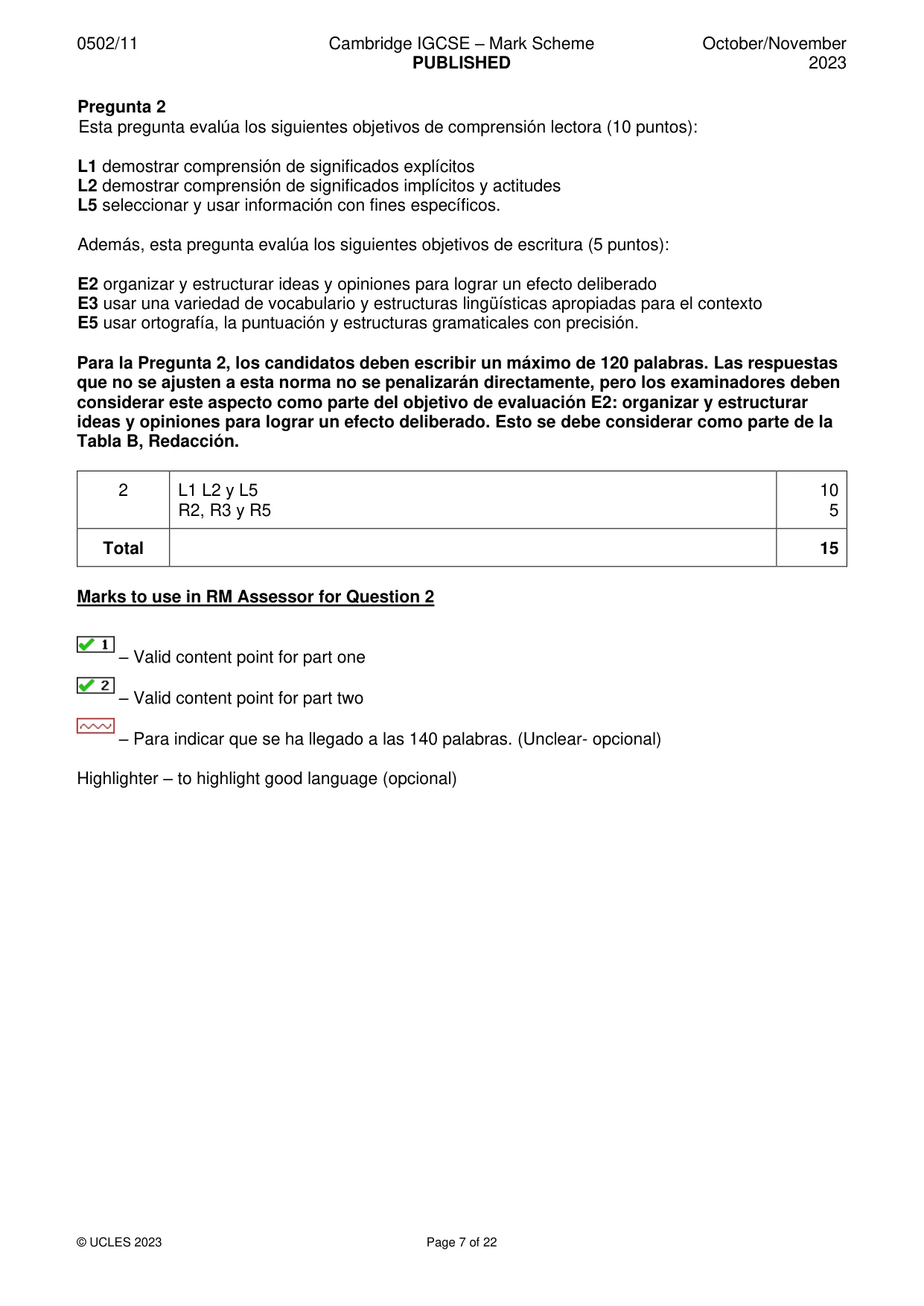Mark scheme, page 7 of 22
