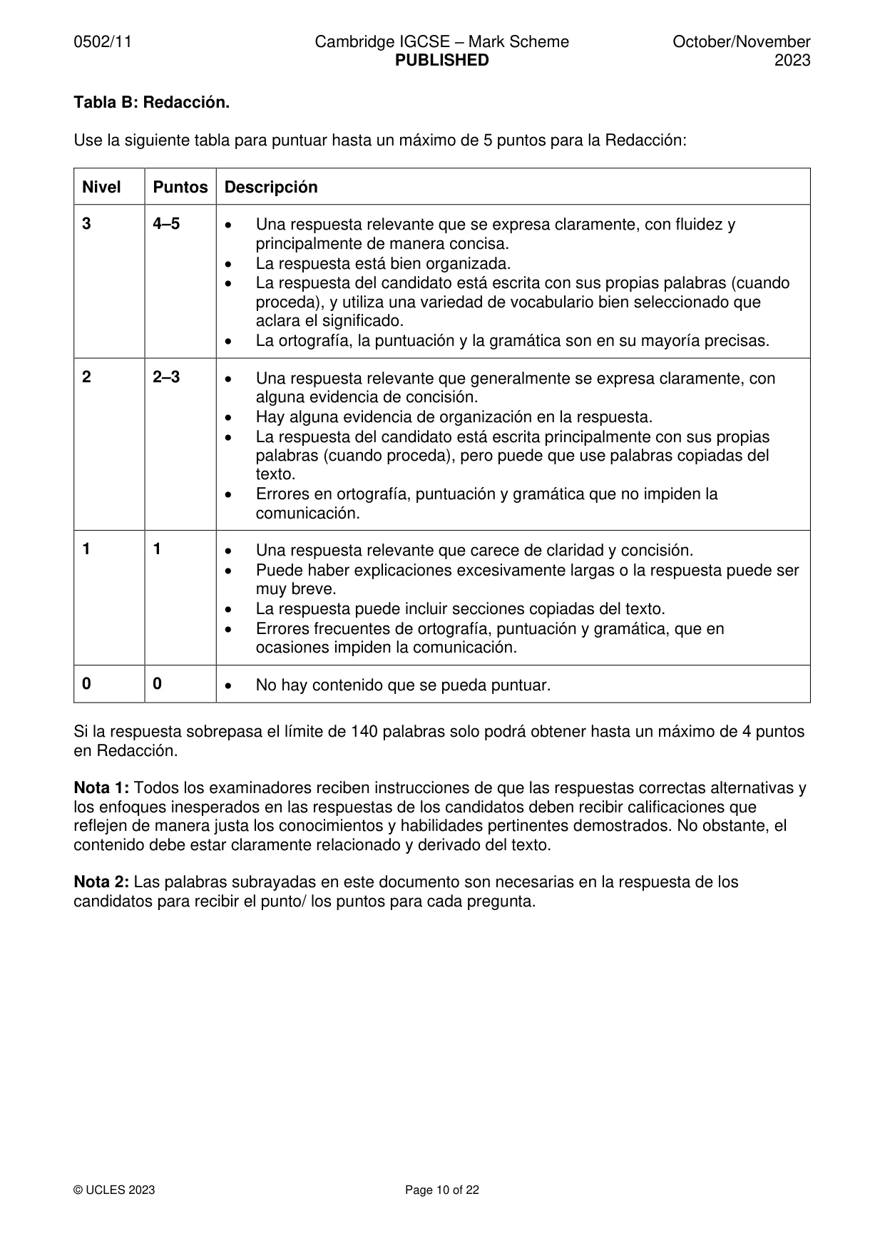 Mark scheme, page 10 of 22