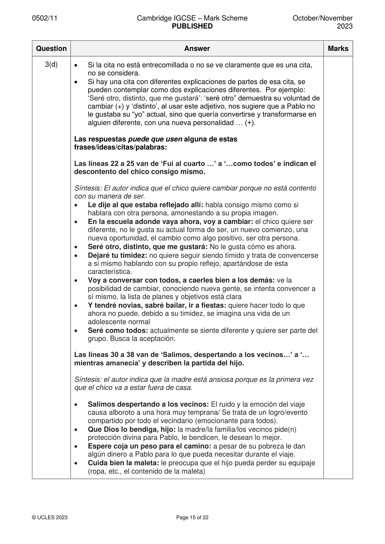 Mark scheme, page 15 of 22